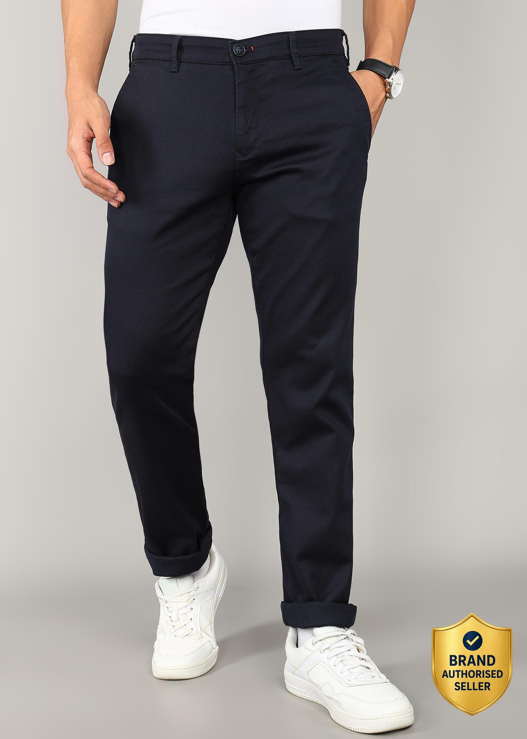 Image of KILLER Slim Fit Men Dark Blue Trousers