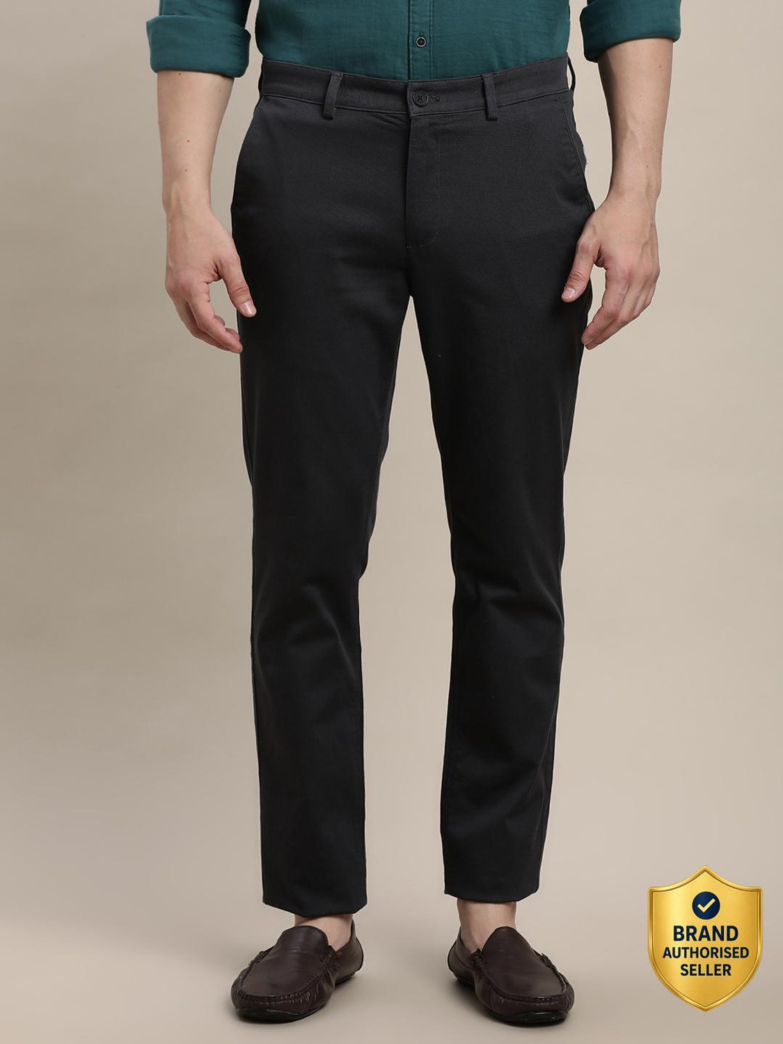 TURTLE Tapered Men Grey Trousers