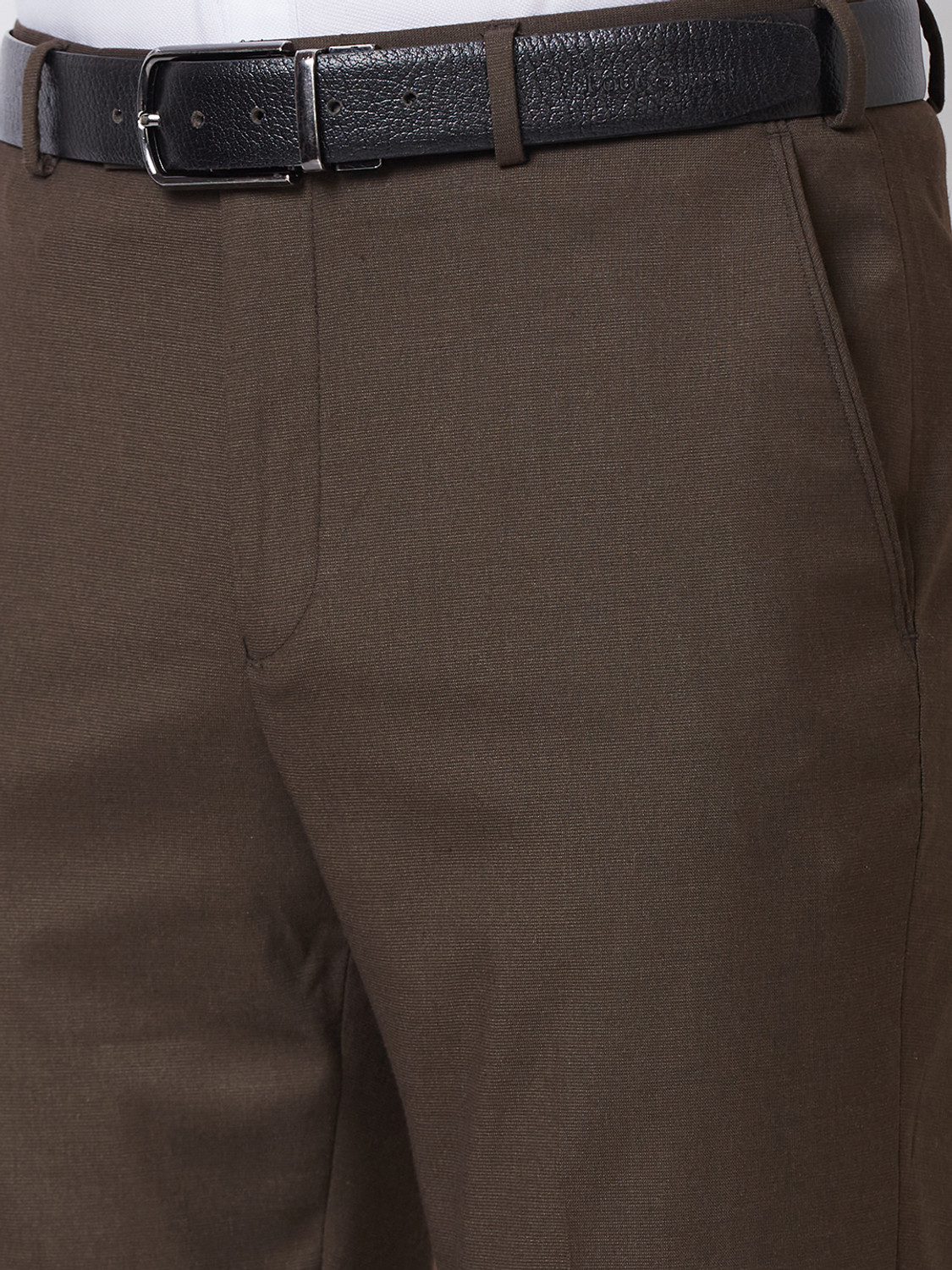 Image of PARK AVENUE Slim Fit Men Brown Trousers
