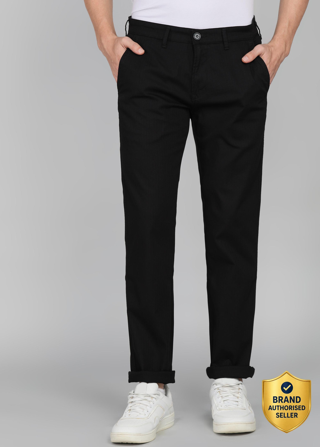 Image of INTEGRITI Slim Fit Men Black Trousers