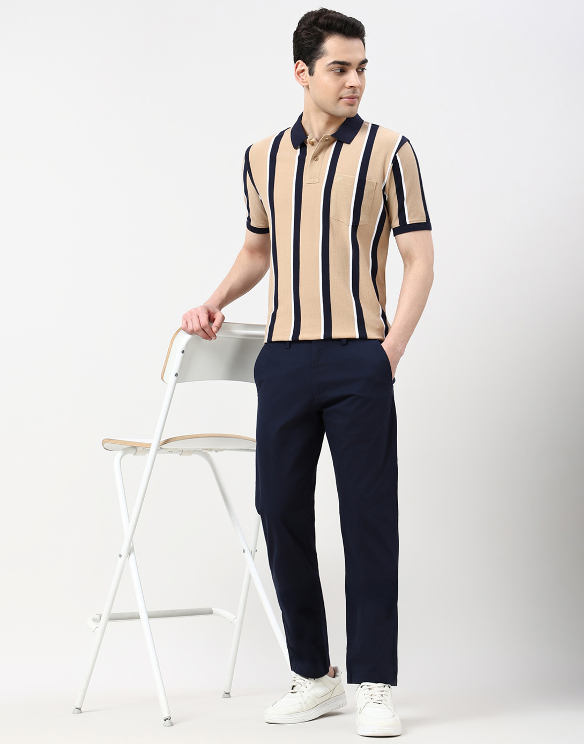 Image of PETER ENGLAND Slim Fit Men Blue Trousers