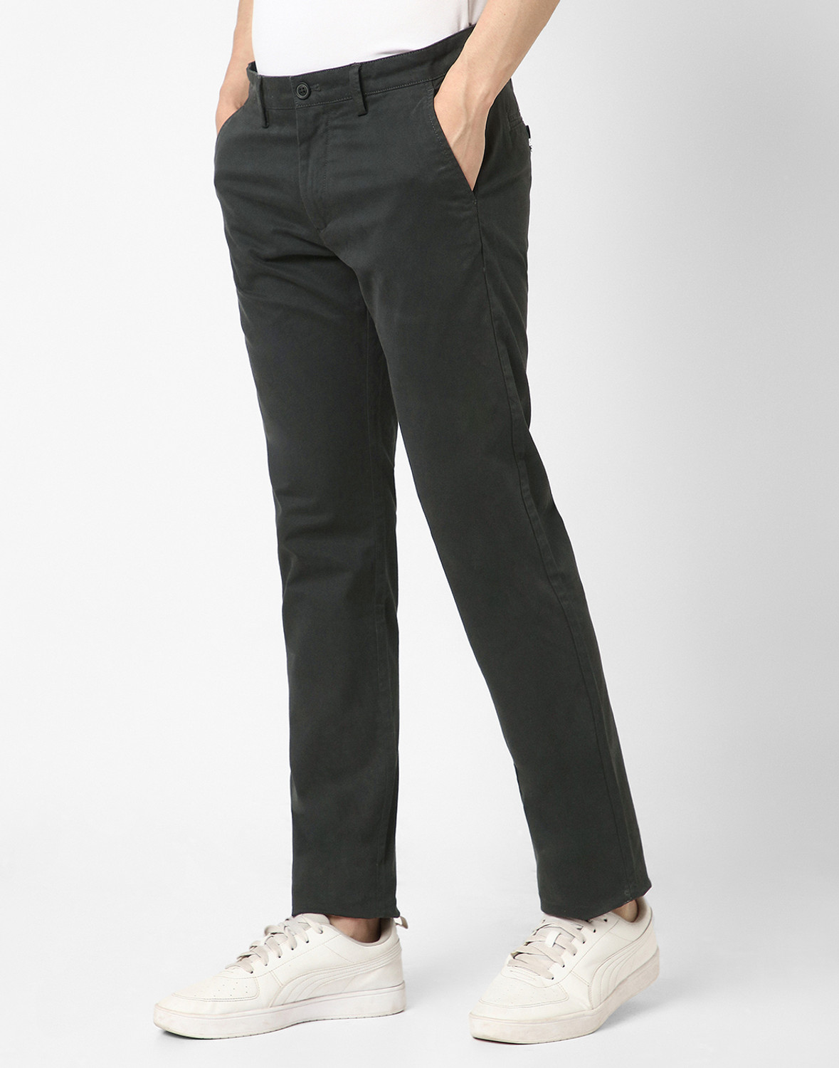 Image of PETER ENGLAND Slim Fit Men Black Trousers