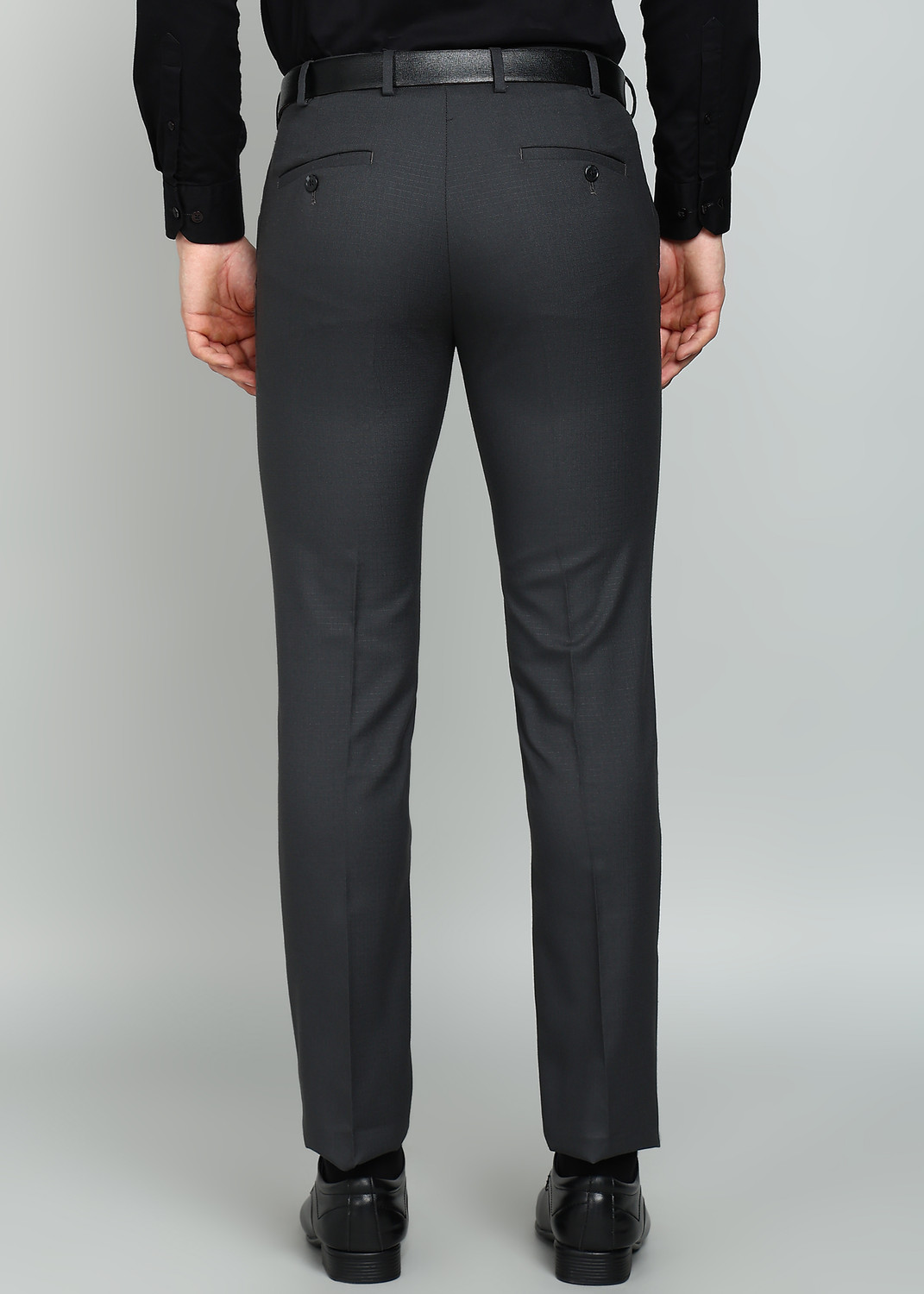 Image of Raymond Slim Fit Men Grey Trousers