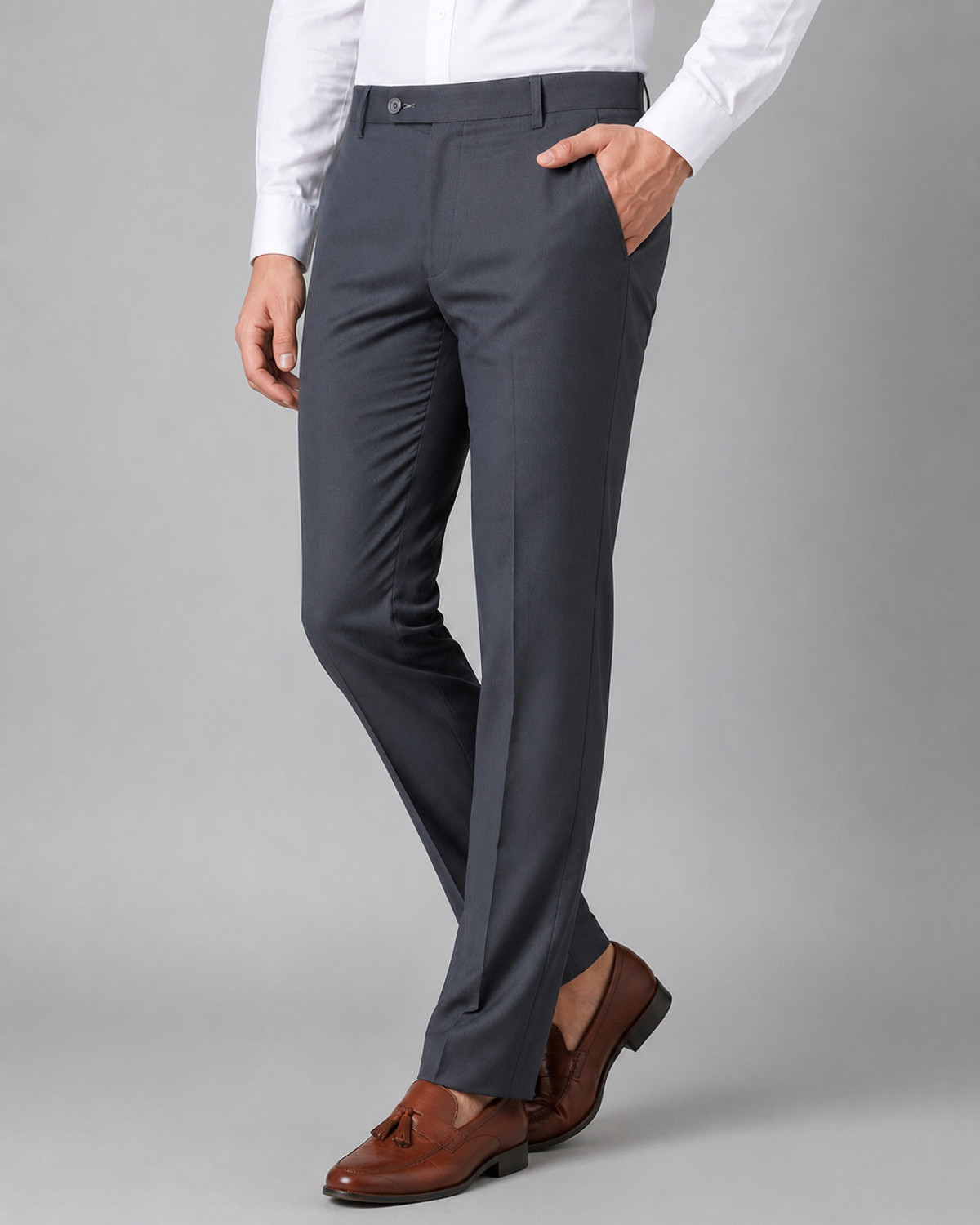 Image of METRONAUT Regular Fit Men Grey Trousers
