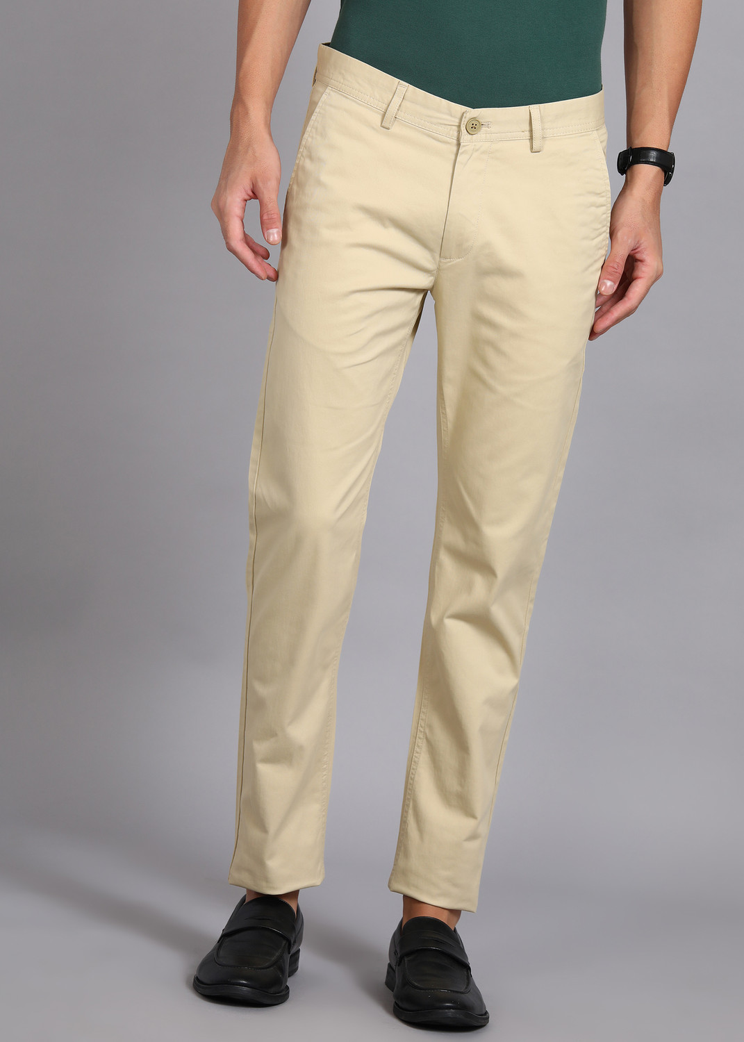 Image of PETER ENGLAND Regular Fit Men Cream Trousers