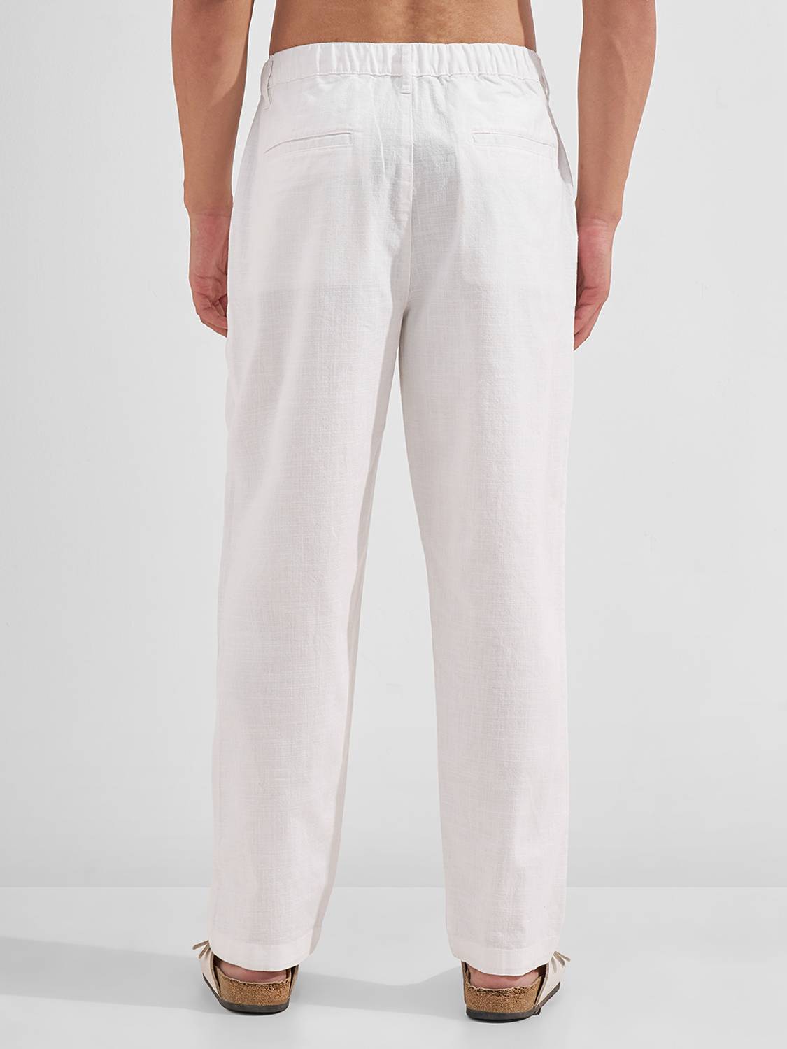 HIGHLANDER Men White Cotton Blend Trousers - Image 2