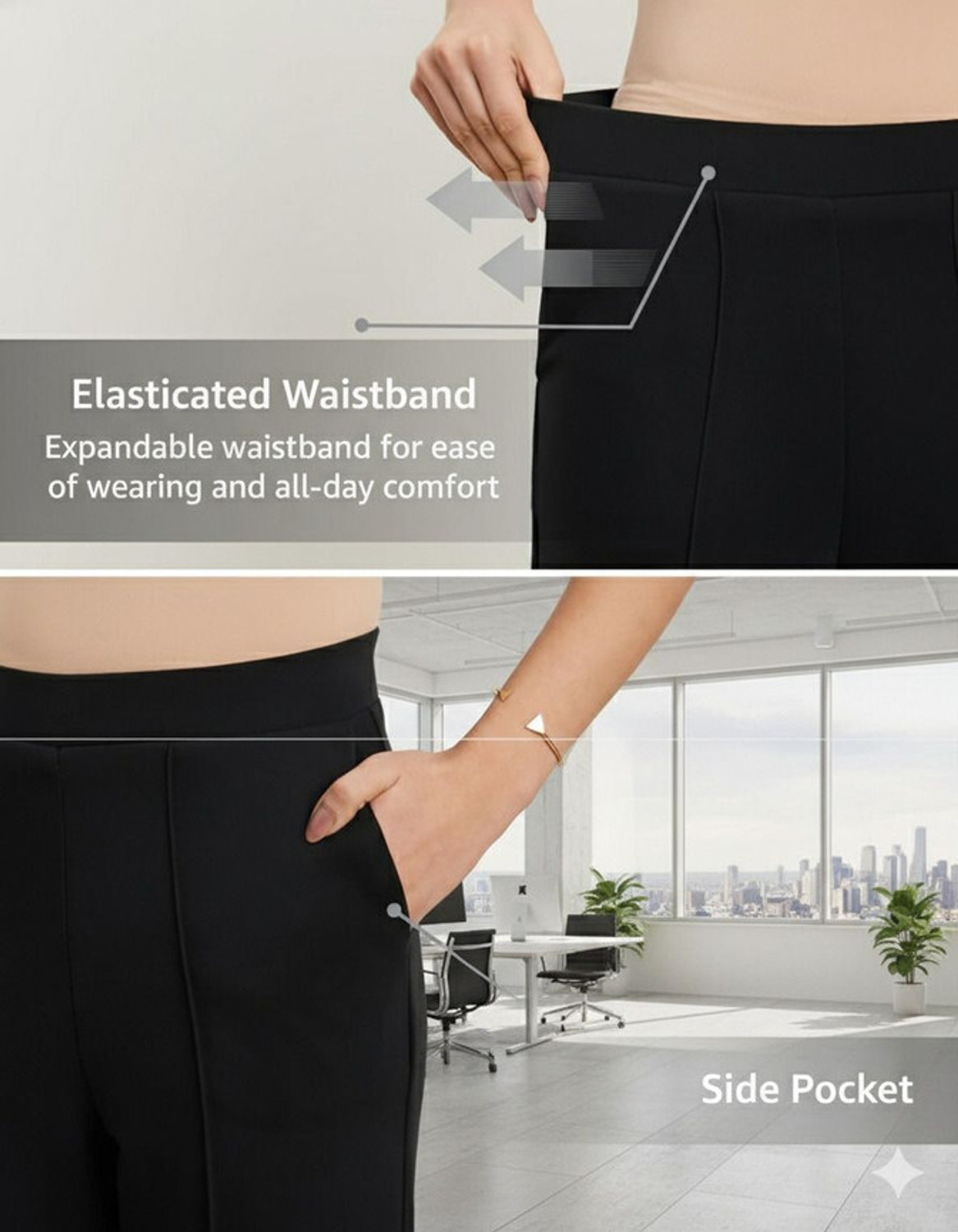 Image of Gheiebvdo Straight Fit Women Black Trousers