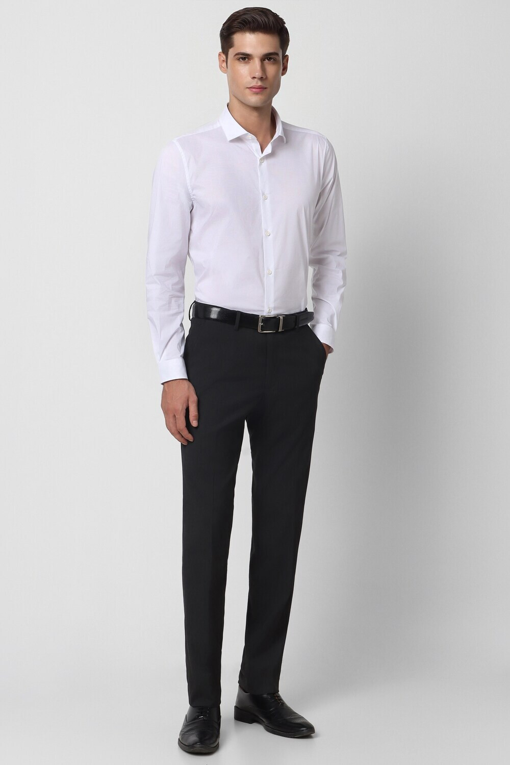 Image of PETER ENGLAND Slim Fit Men Black Trousers