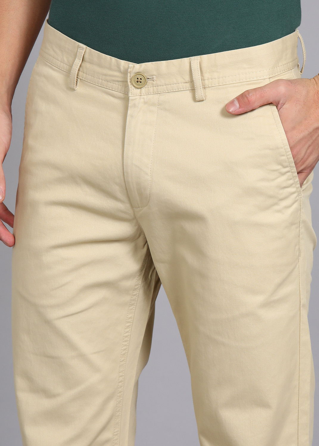 Image of PETER ENGLAND Regular Fit Men Cream Trousers