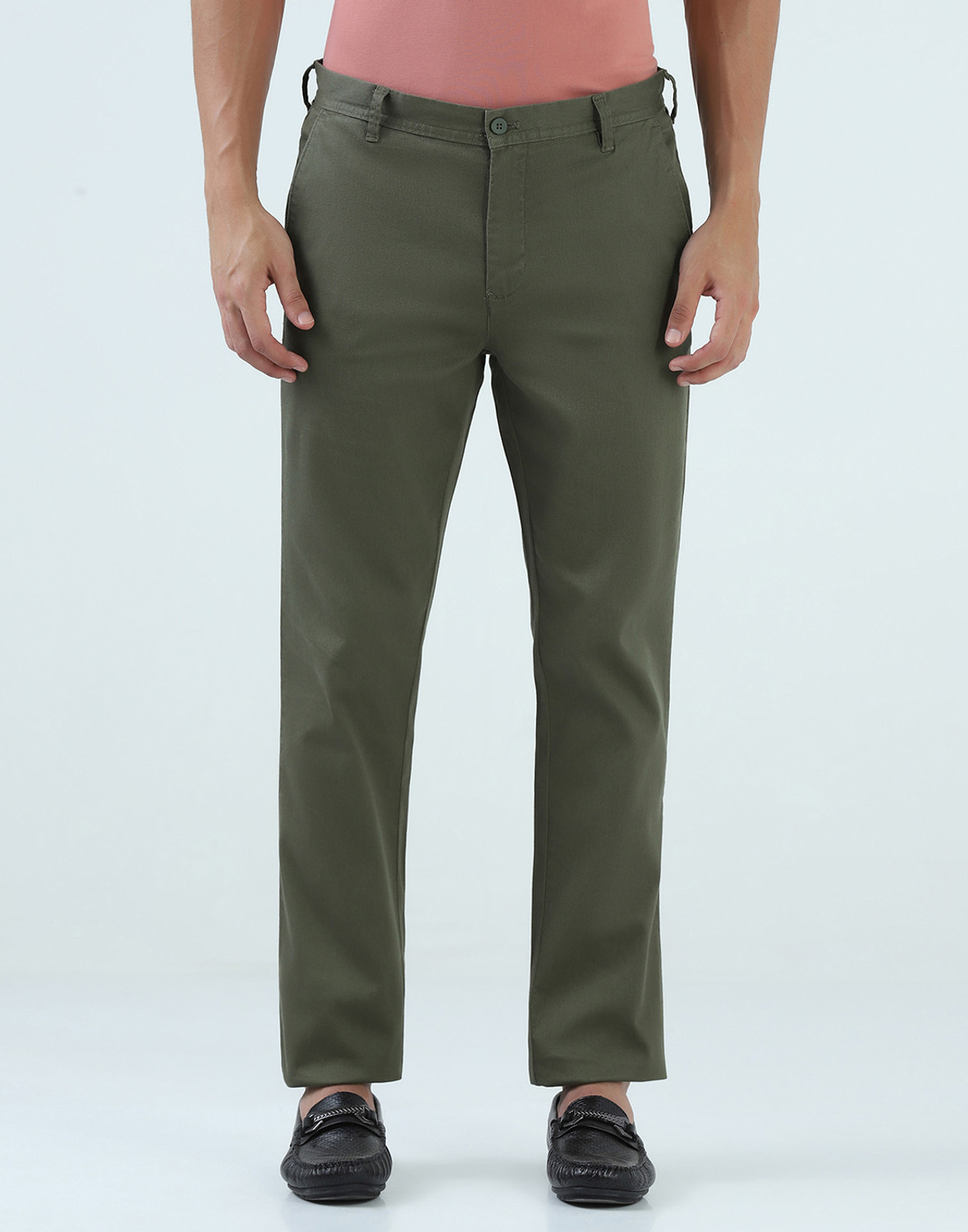 Image of Blackberrys Slim Fit Men Green Trousers