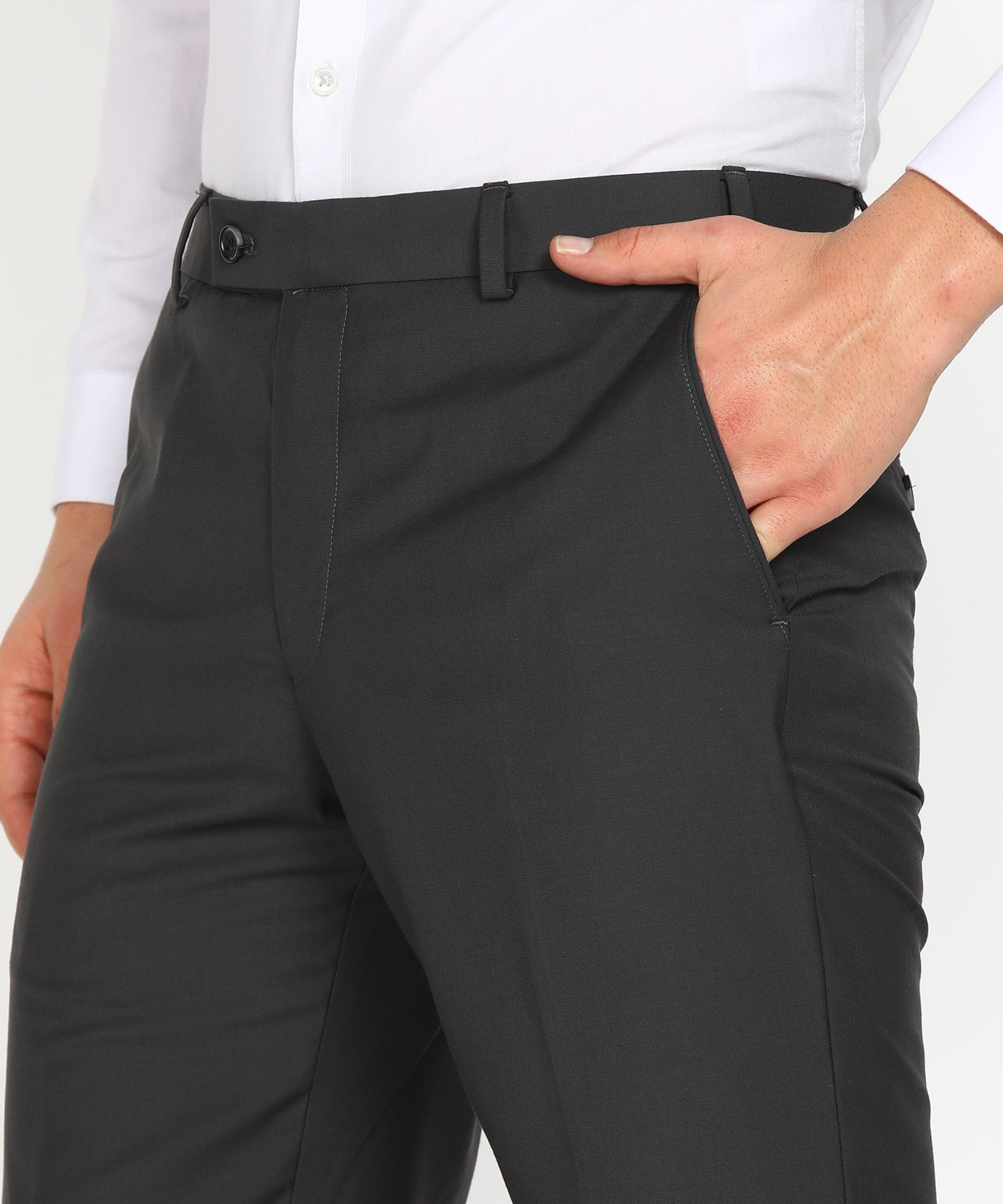 Image of PARK AVENUE Slim Fit Men Grey Trousers