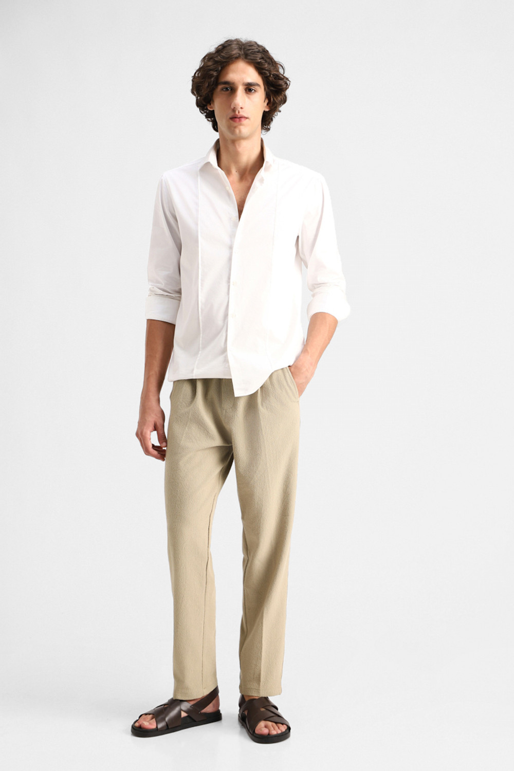 Image of Snitch Relaxed Men Beige Trousers