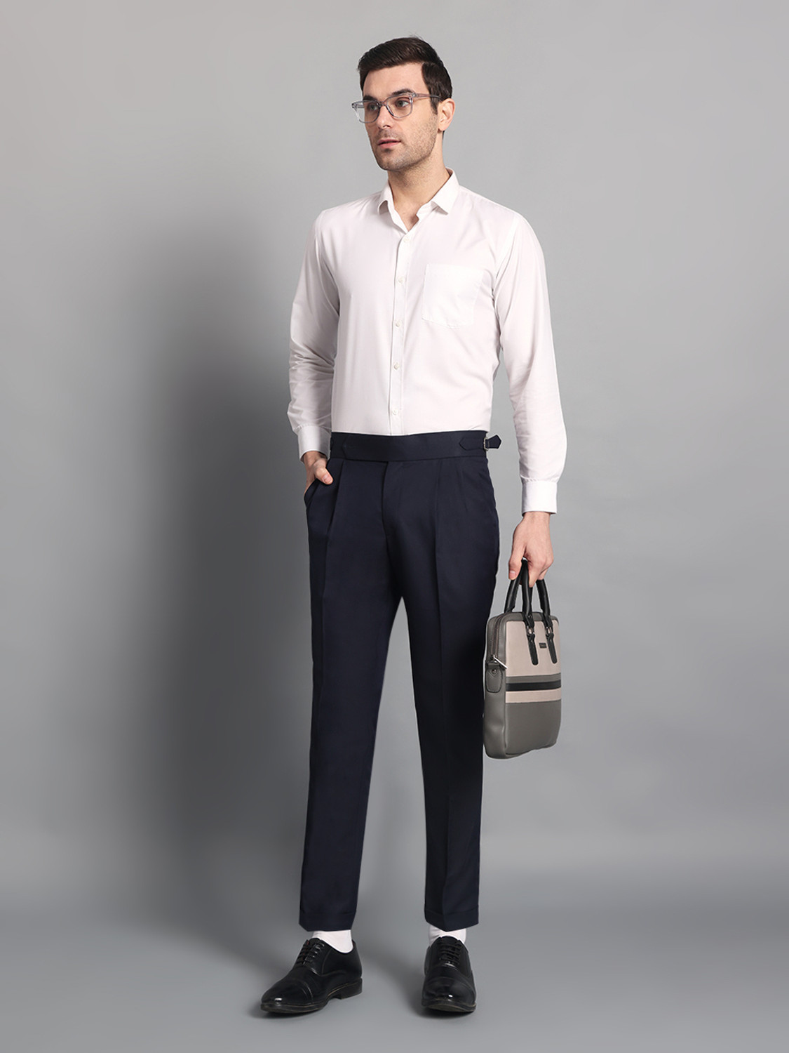 Image of VASTRANU Regular Fit Men Dark Blue Trousers