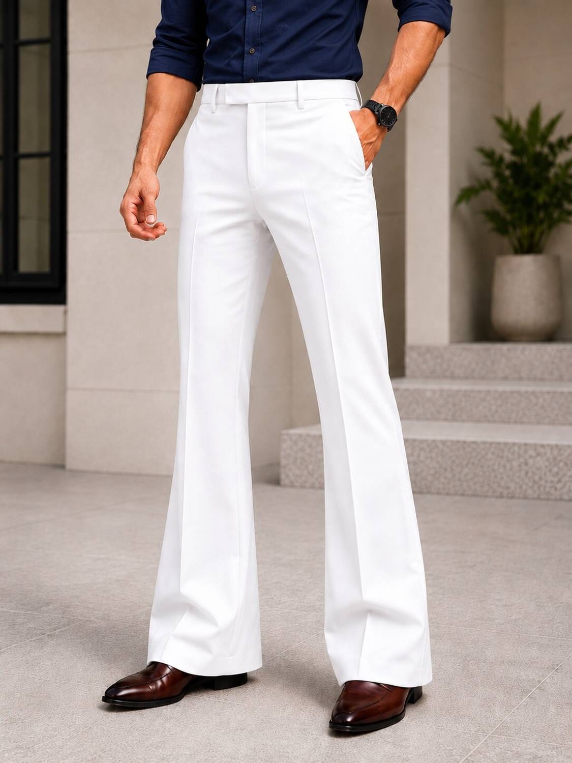 YGDEAL Flared White Trousers - Image 1