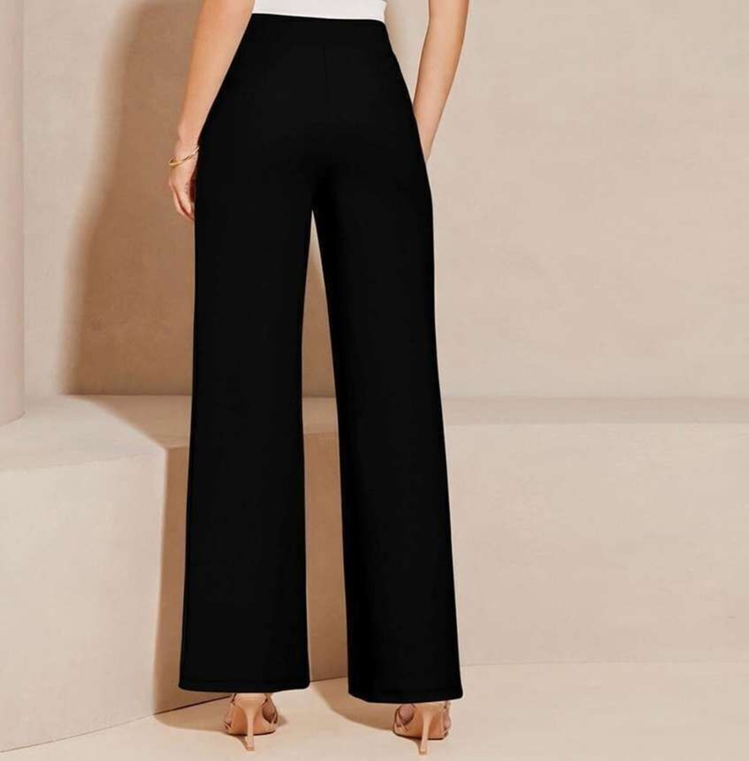 Image of Gheiebvdo Straight Fit Women Black Trousers