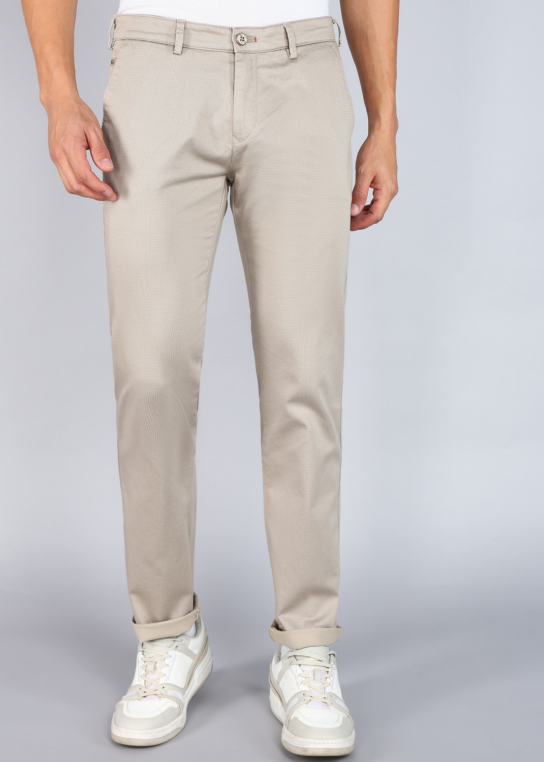 Image of KILLER Slim Fit Men Cream Trousers