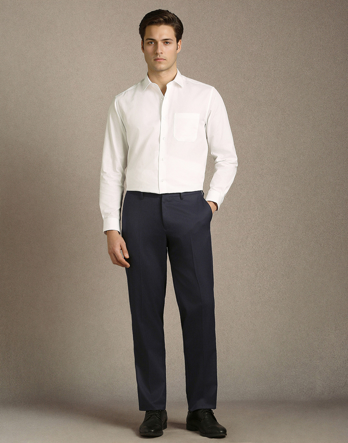Image of LOUIS PHILIPPE Regular Fit Men Dark Blue Trousers