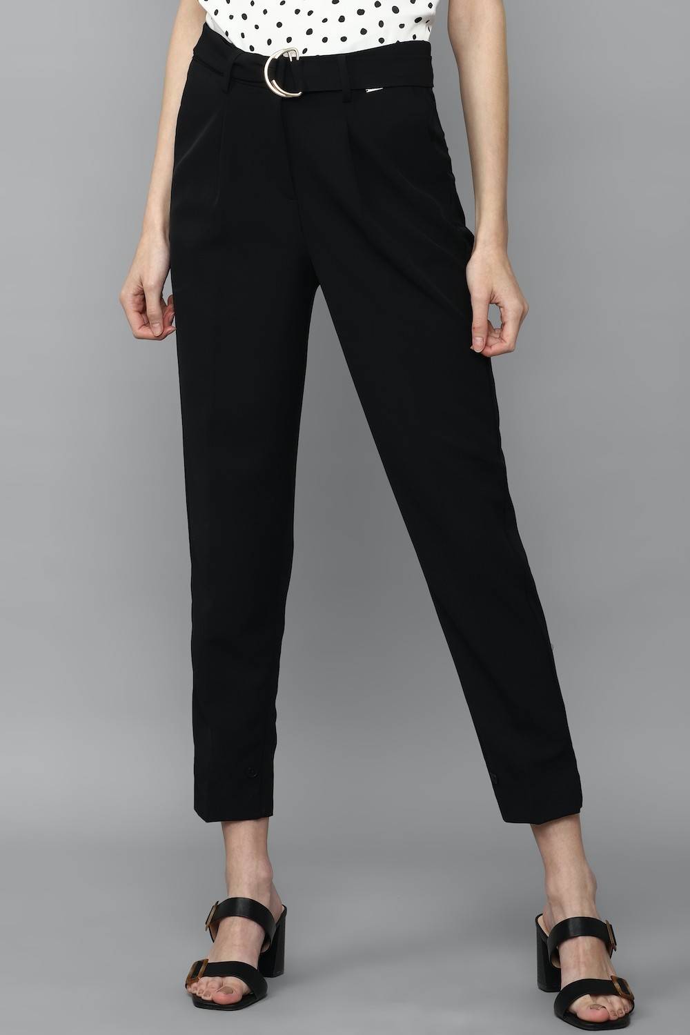 Allen Solly Regular Fit Women Black Trousers