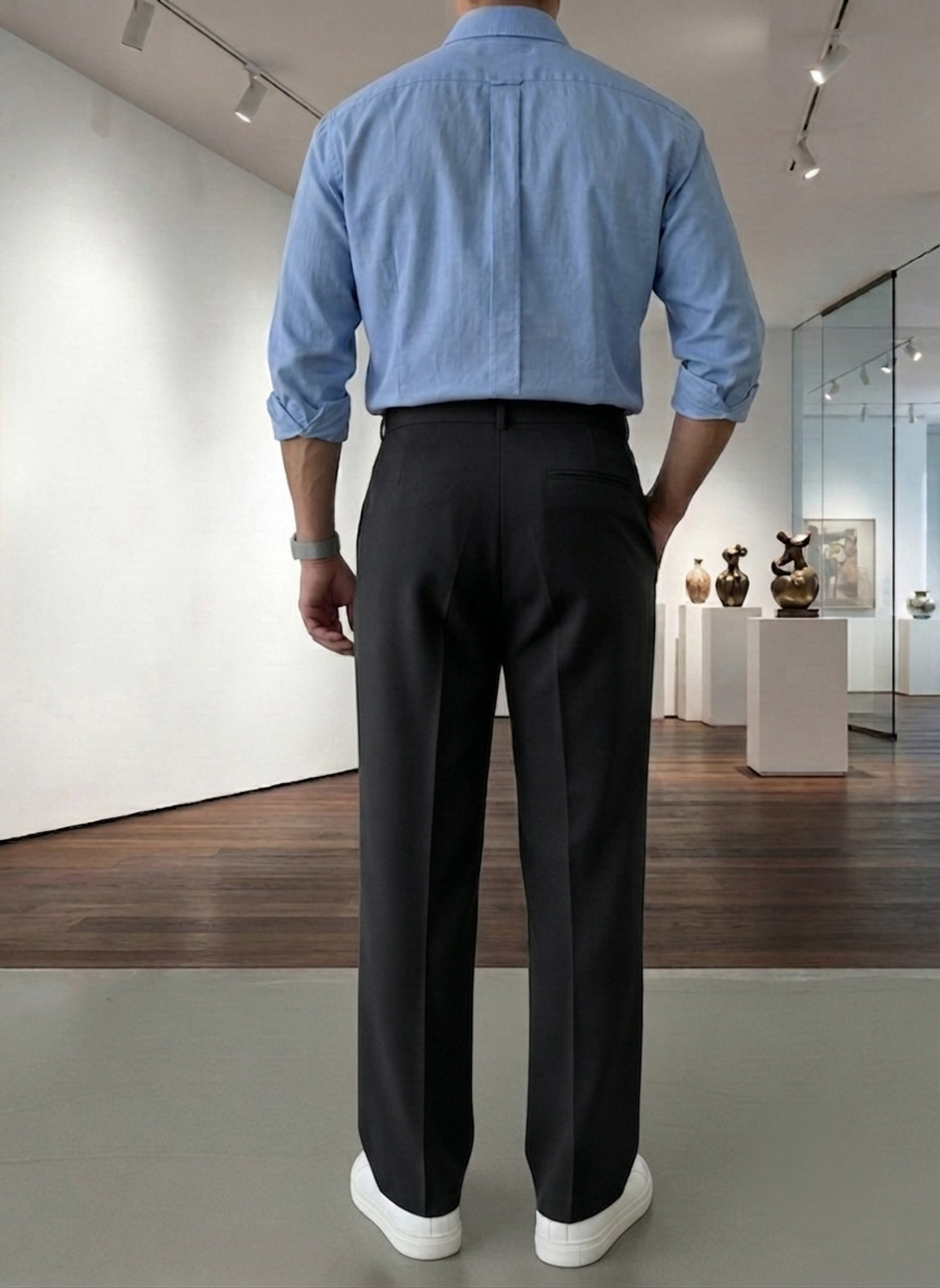 Image of INDICLUB Men Relaxed Black Polycotton Trousers