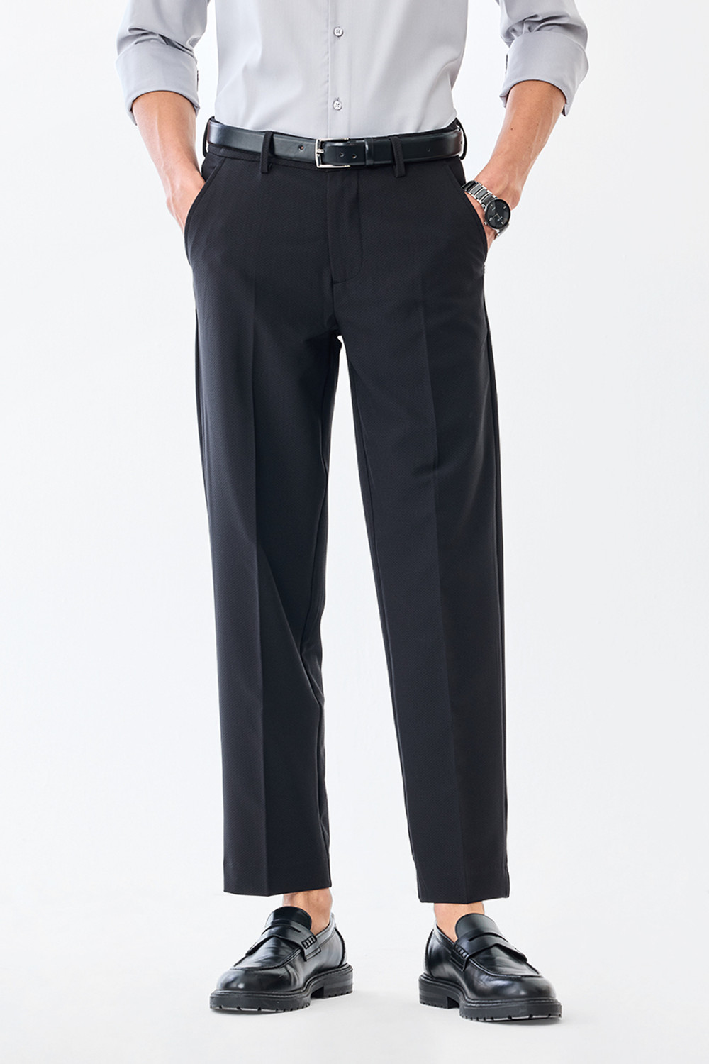 Image of Snitch Regular Fit Men Black Trousers