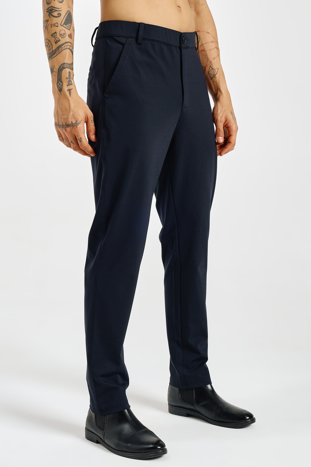 Image of KOR Straight Fit Men Blue Trousers
