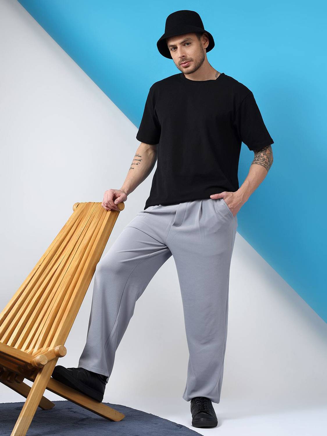 KOTTY Relaxed Men Light Blue Trousers - Image 4