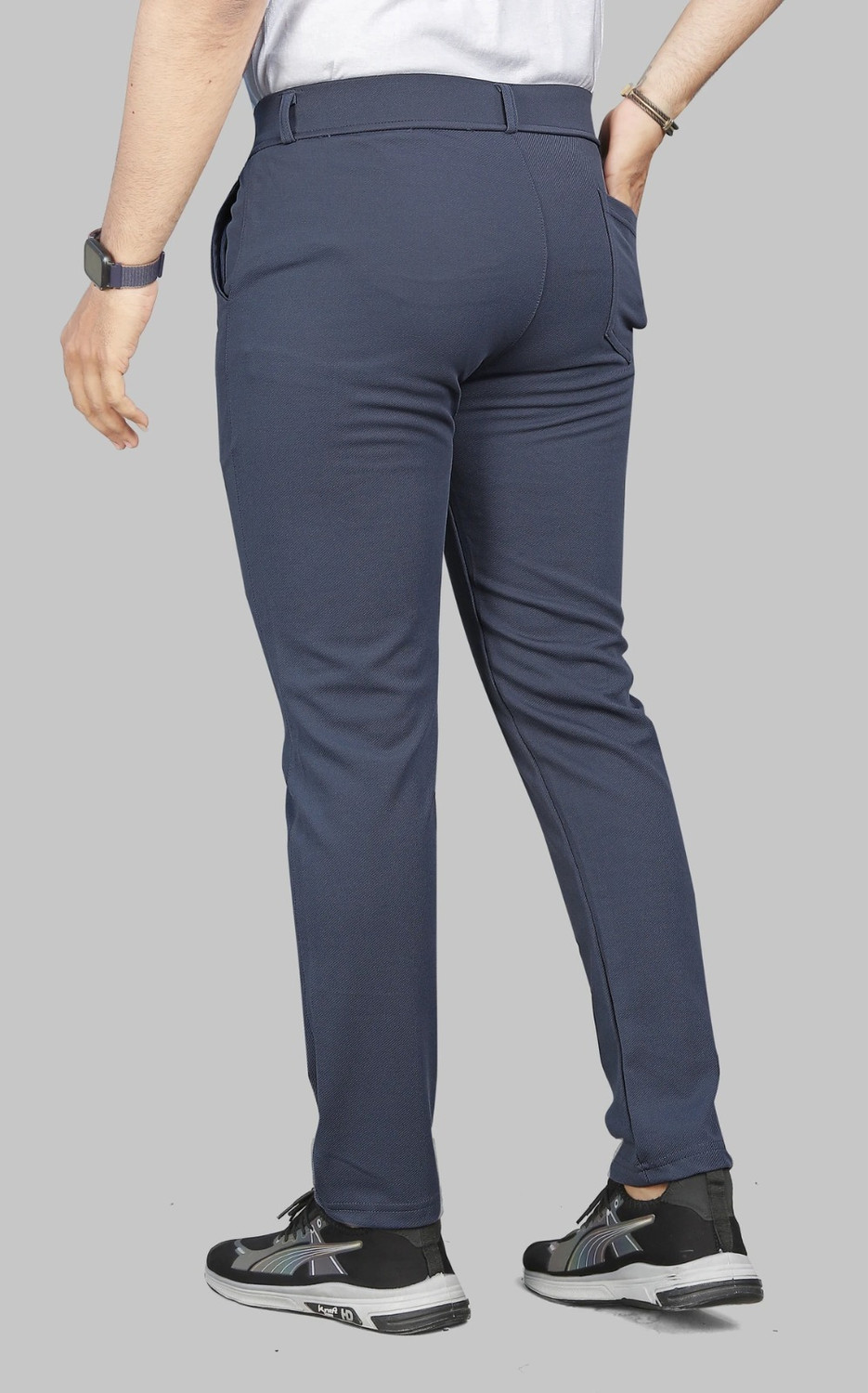 Image of COMBRAIDED Straight Fit Men Grey Trousers