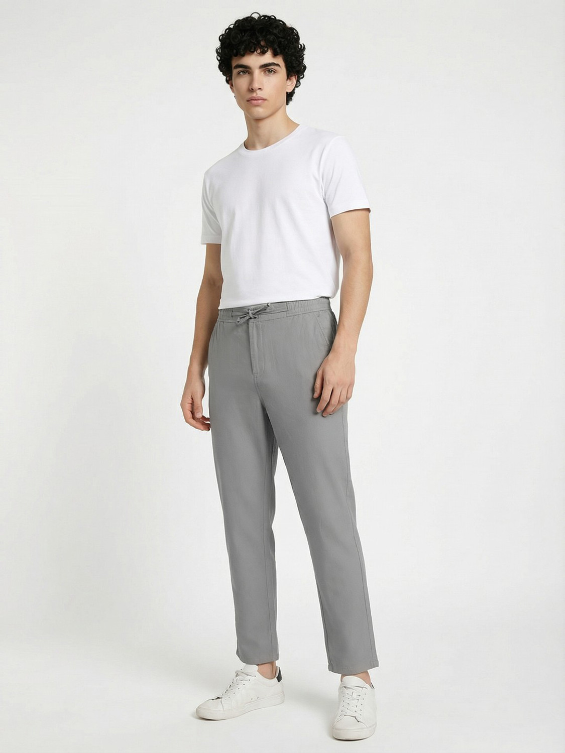 Image of METRONAUT Slim Fit Men Grey Trousers
