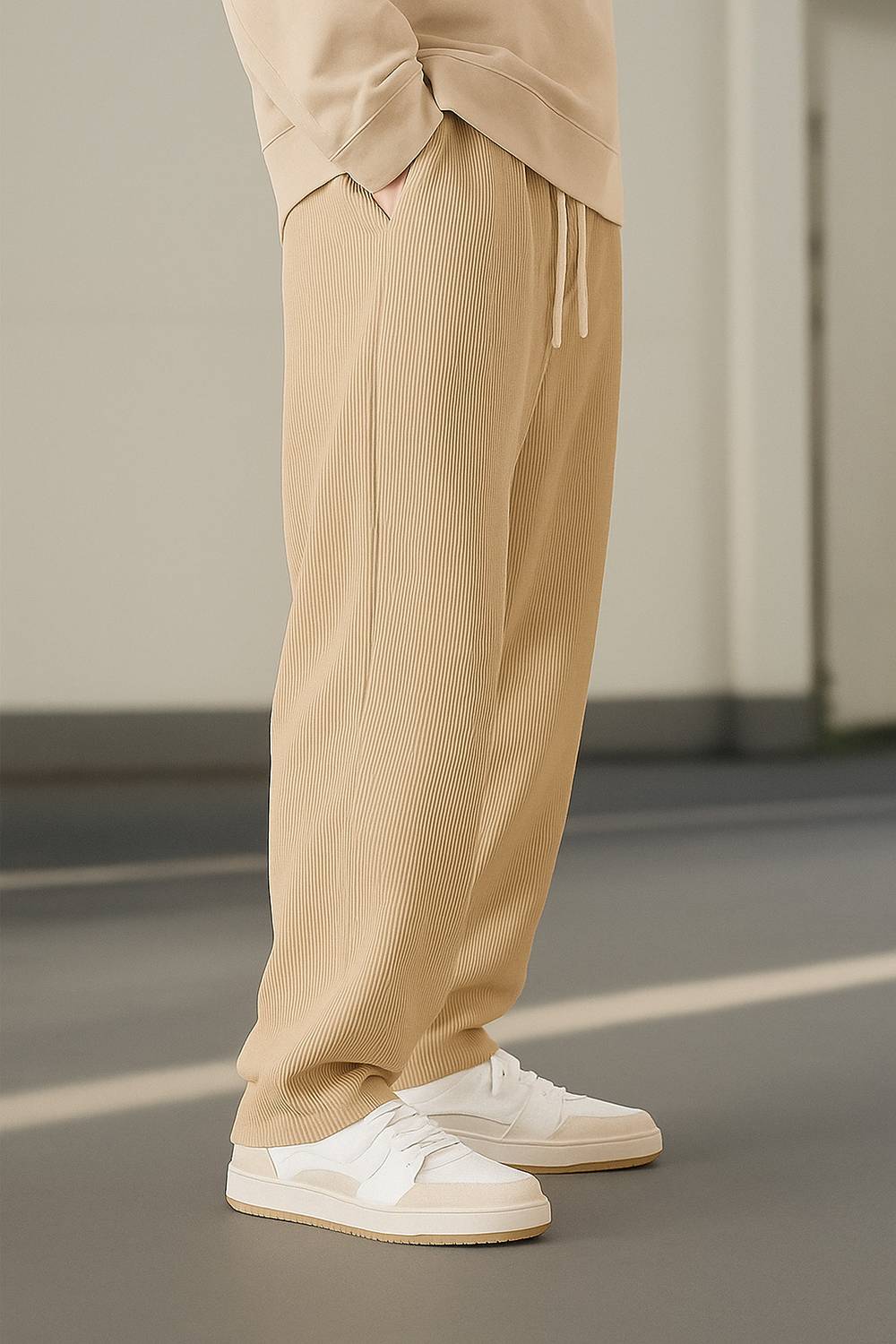 Fabflee Regular Fit Men Beige Trousers - Image 2