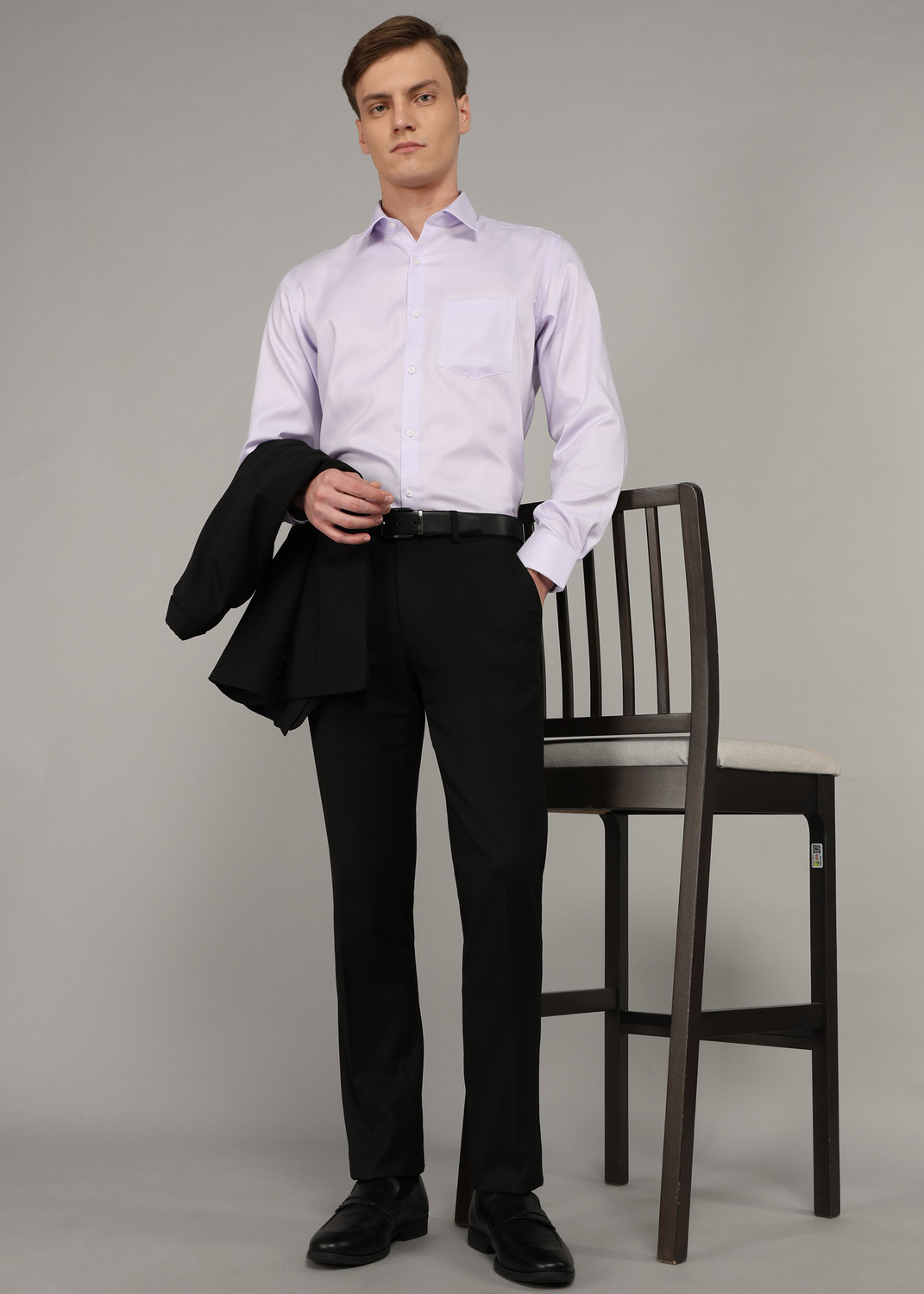 Image of VAN HEUSEN Slim Fit Men Black Trousers