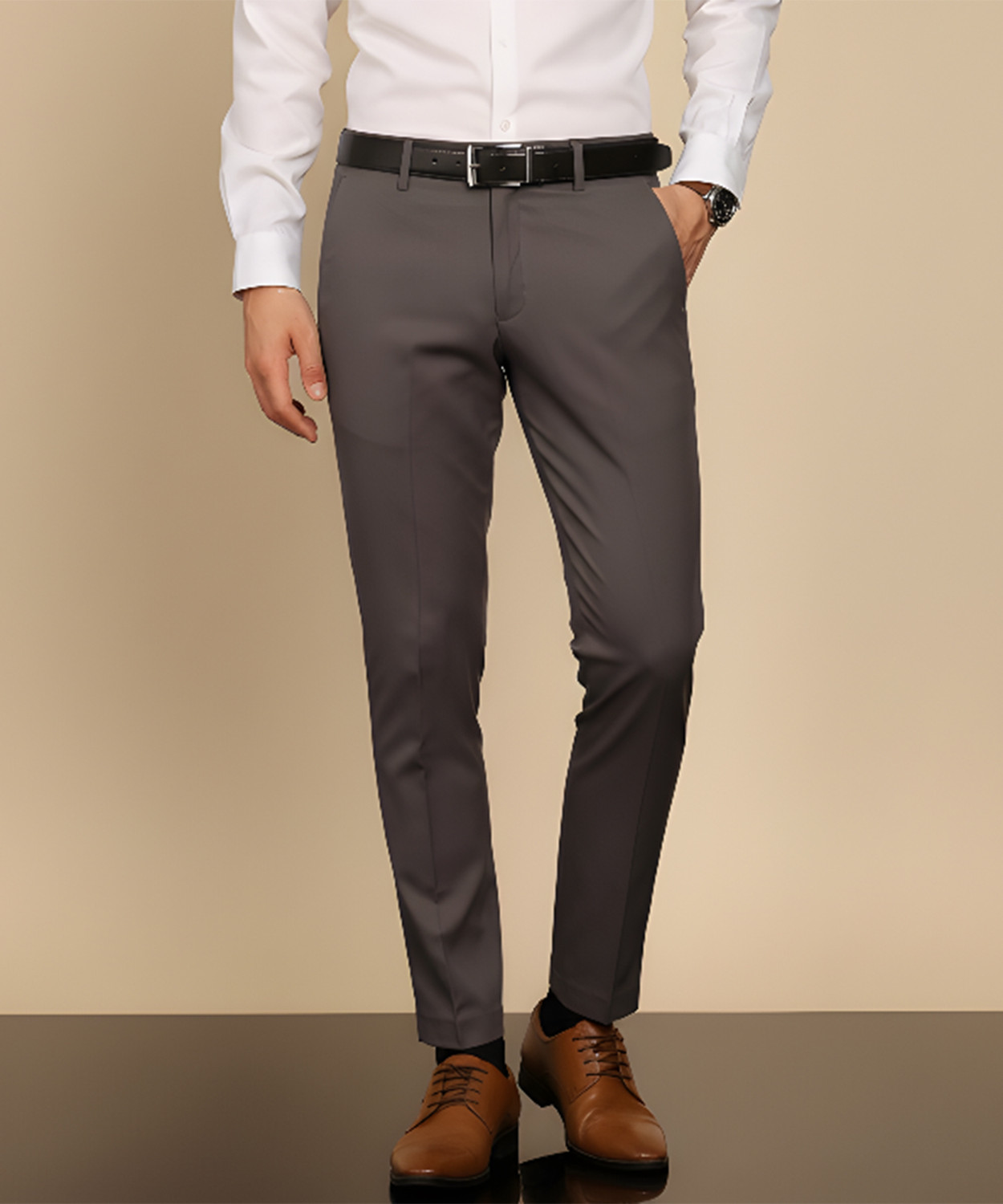 Image of METRONAUT Regular Fit Men Brown Trousers