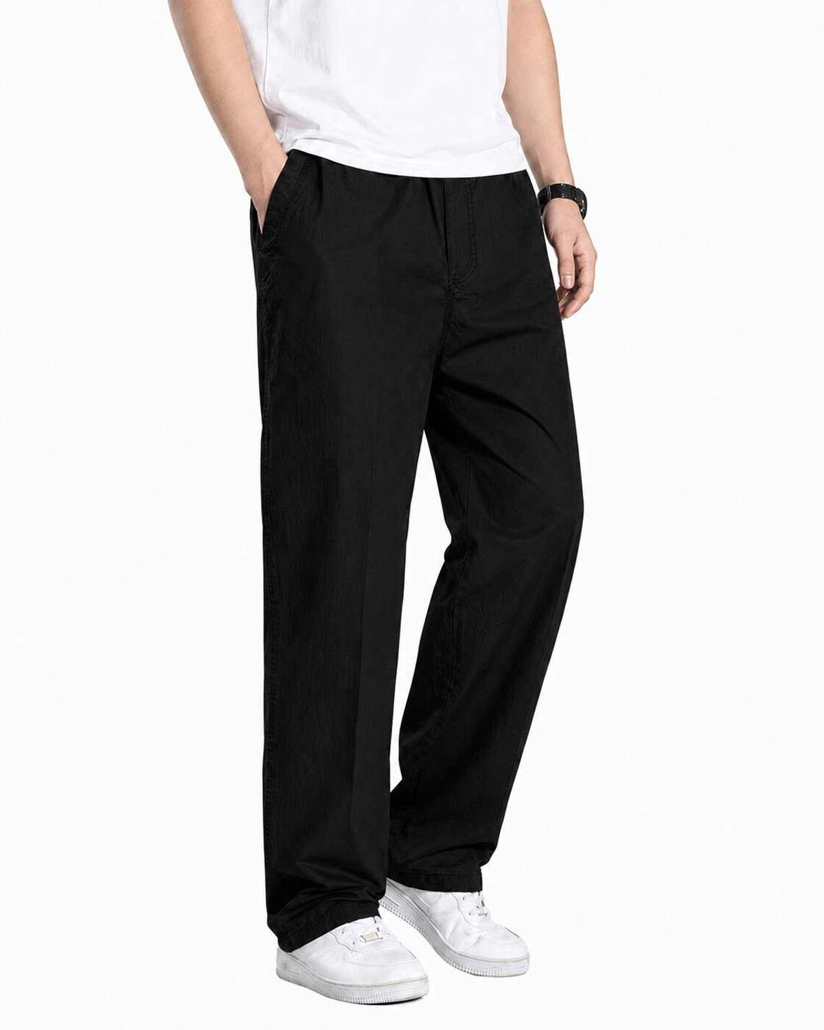 Image of sti Regular Fit Men Black Trousers