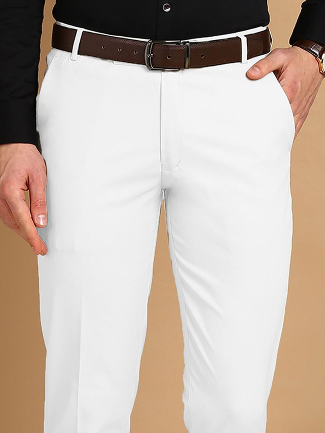 Image of CrayLyf Clothing Co. Regular Fit Men White Trousers