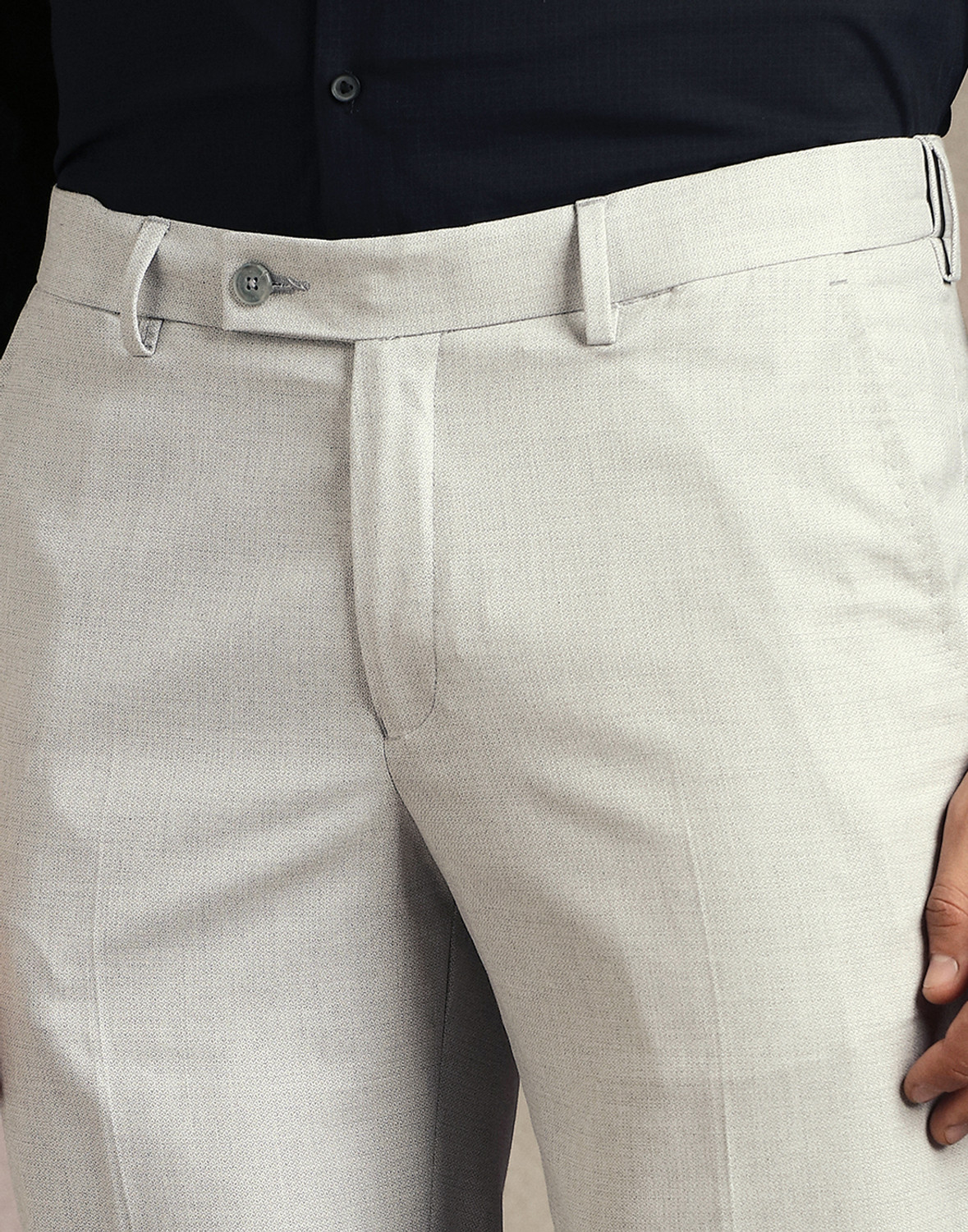 Image of LOUIS PHILIPPE Slim Fit Men Grey Trousers