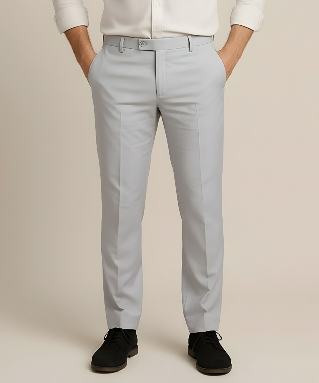 Image of METRONAUT Regular Fit Men Grey Trousers