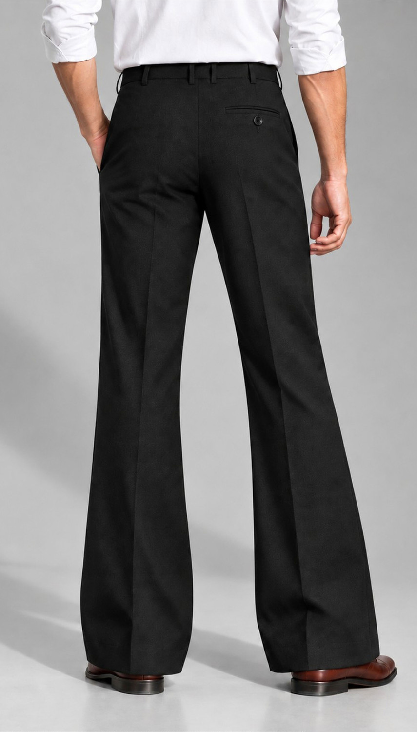 Image of MDWEAR Flared, Comfort Fit Men Black Trousers
