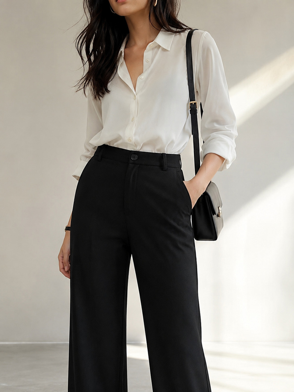 Image of Vevora Straight Fit Women Black Trousers