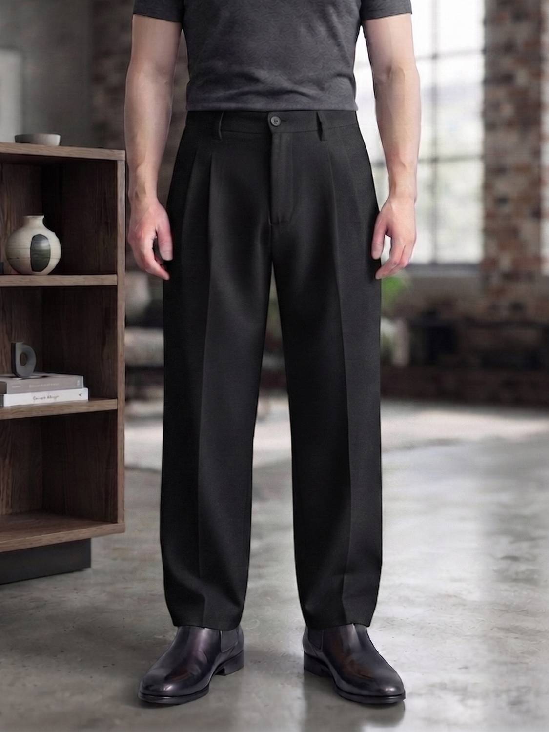 ALLFALAH Straight Fit Men Black Trousers