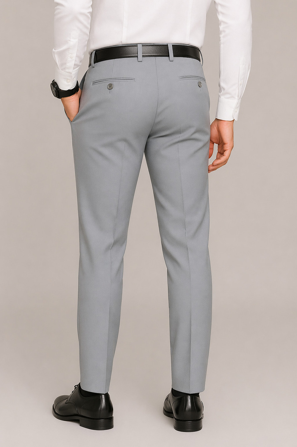 Image of Gentlemen Style Regular Fit Men Grey Trousers