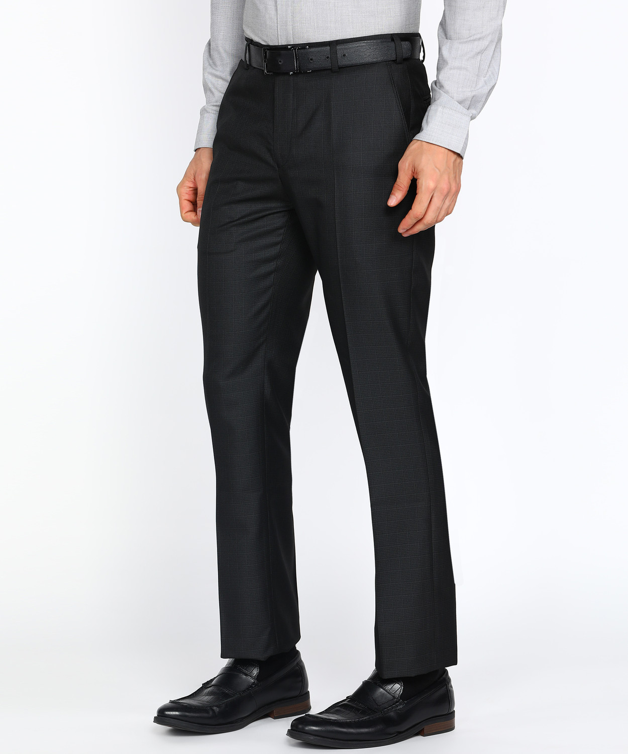 Image of PARK AVENUE Regular Fit Men Black Trousers