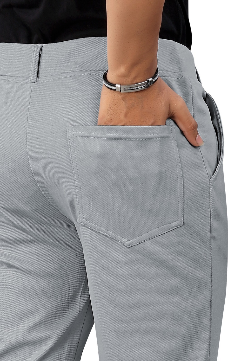 Image of JABROO Regular Fit Men Black, Grey, Dark Blue, Khaki Trousers