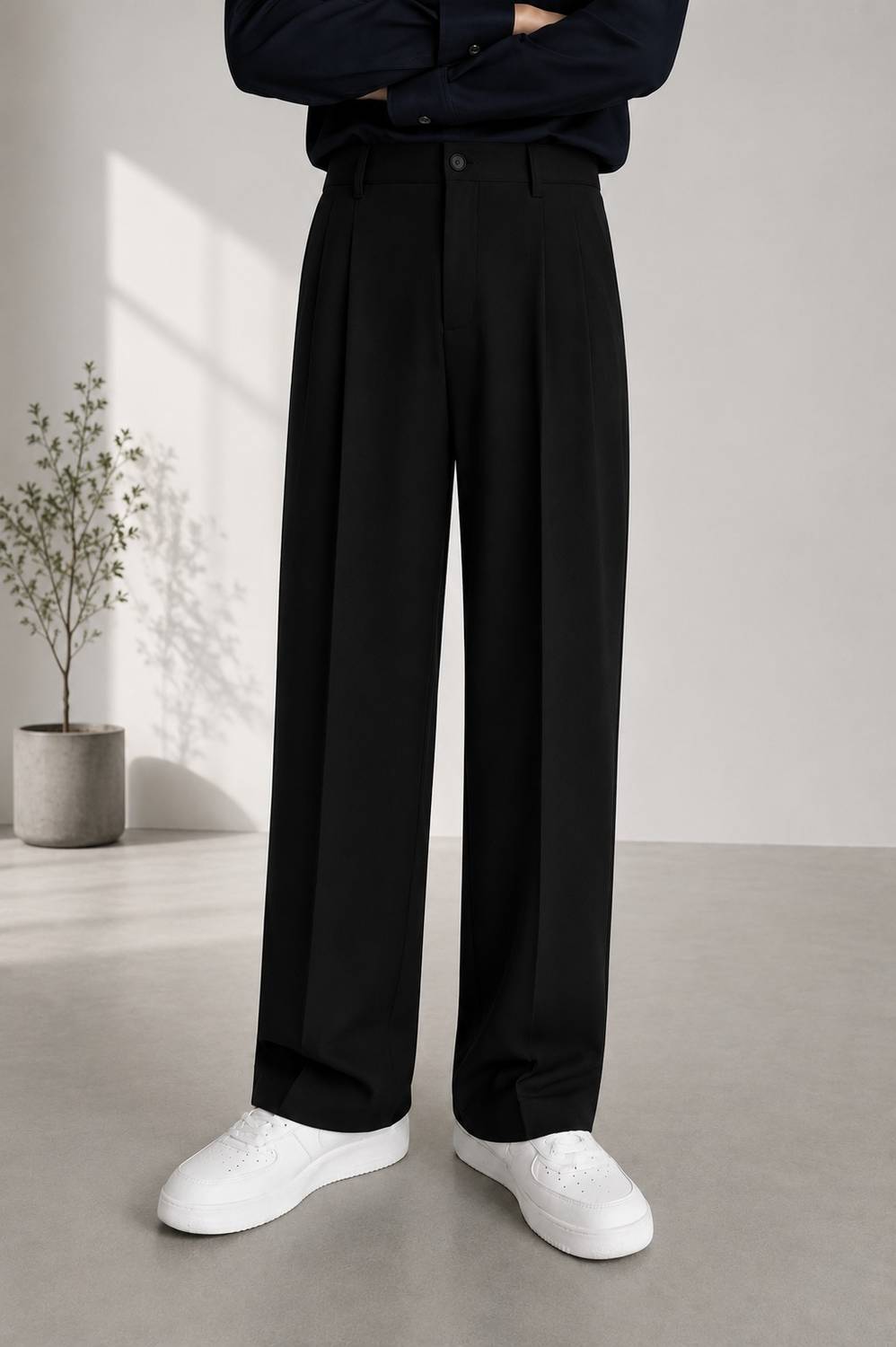 mtwn Straight Fit Black Trousers - Image 1