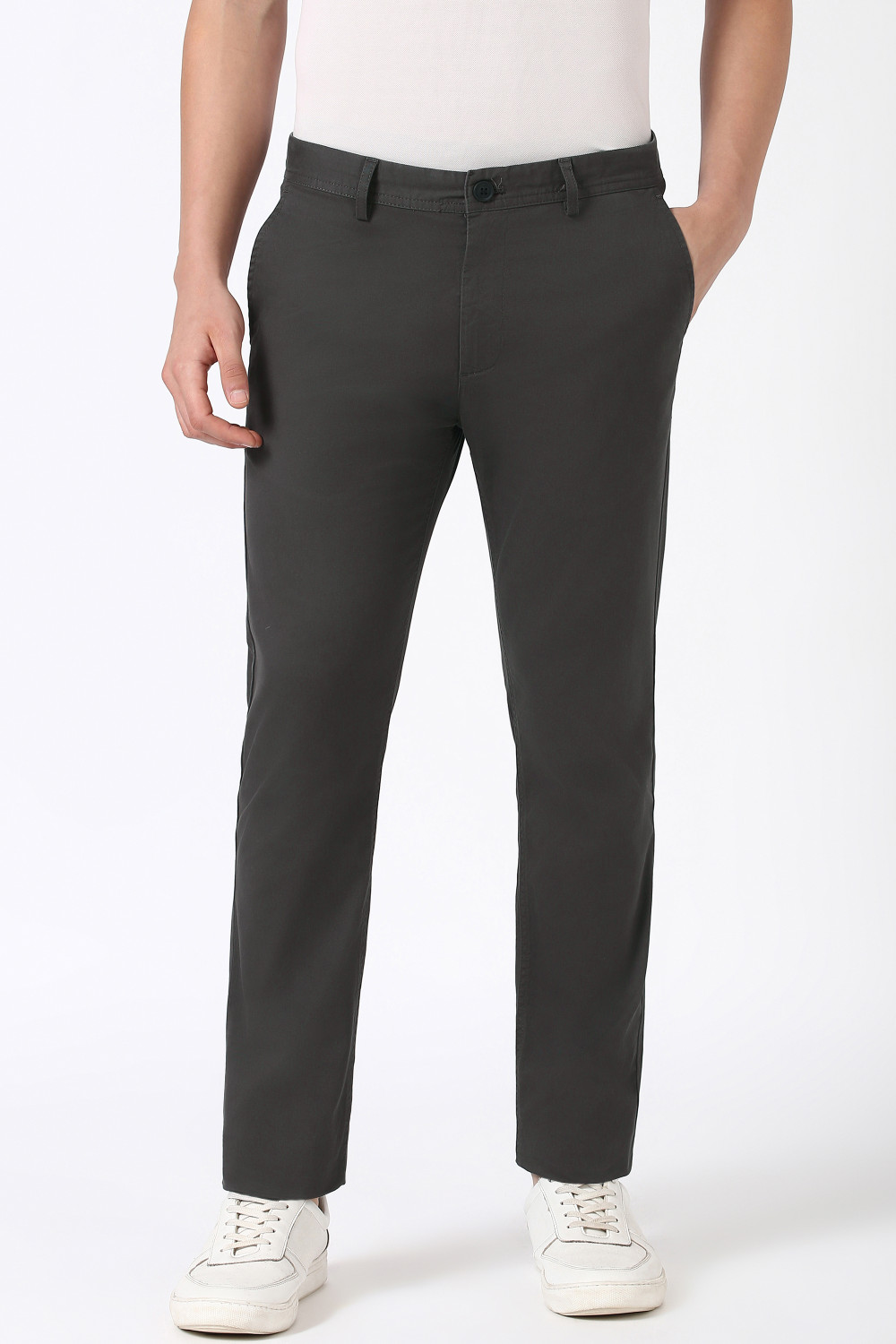 Image of PETER ENGLAND Regular Fit Men Green Trousers