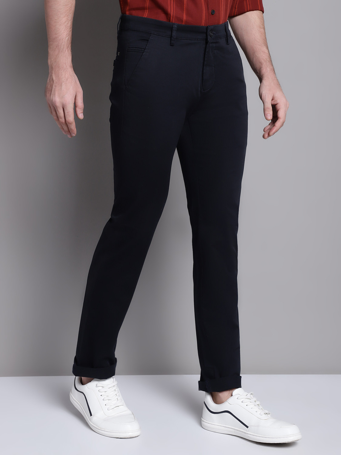Image of CANTABIL Regular Fit Men Dark Blue Trousers