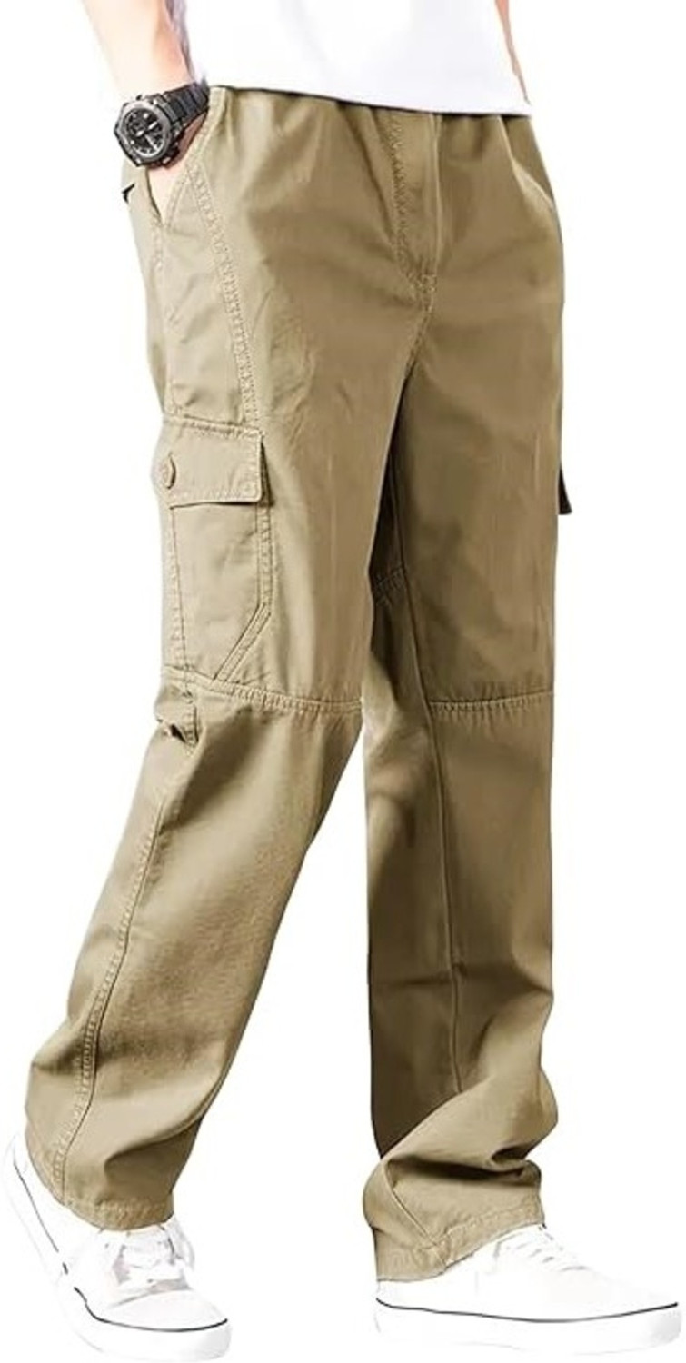 Image of DWIDEN Loose Fit Men Khaki Trousers