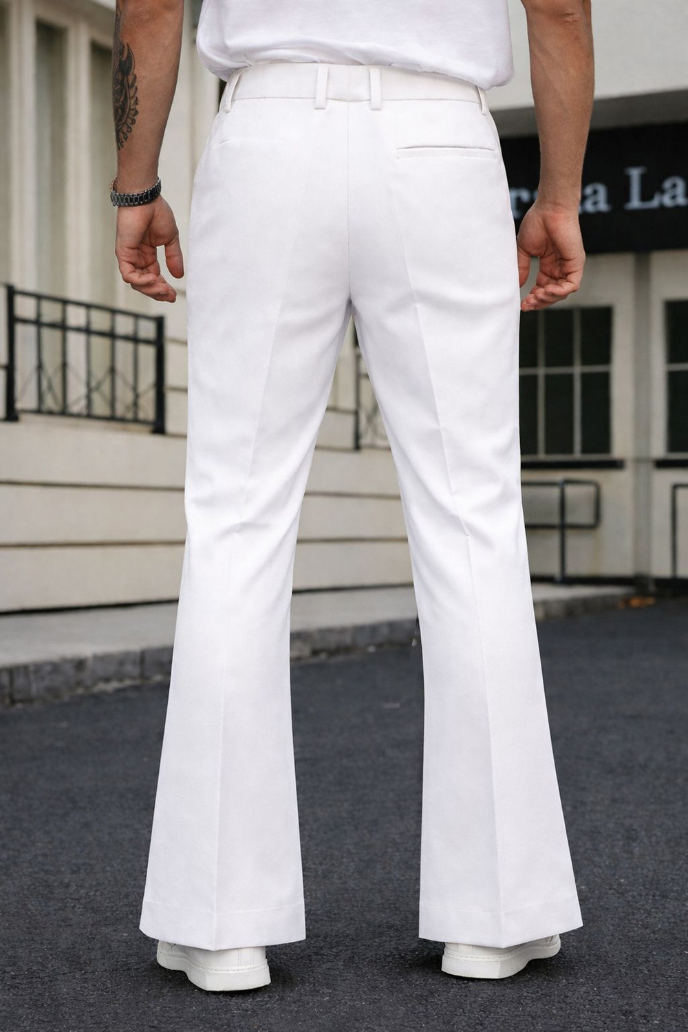 Image of Plus91 Flared Men White Trousers