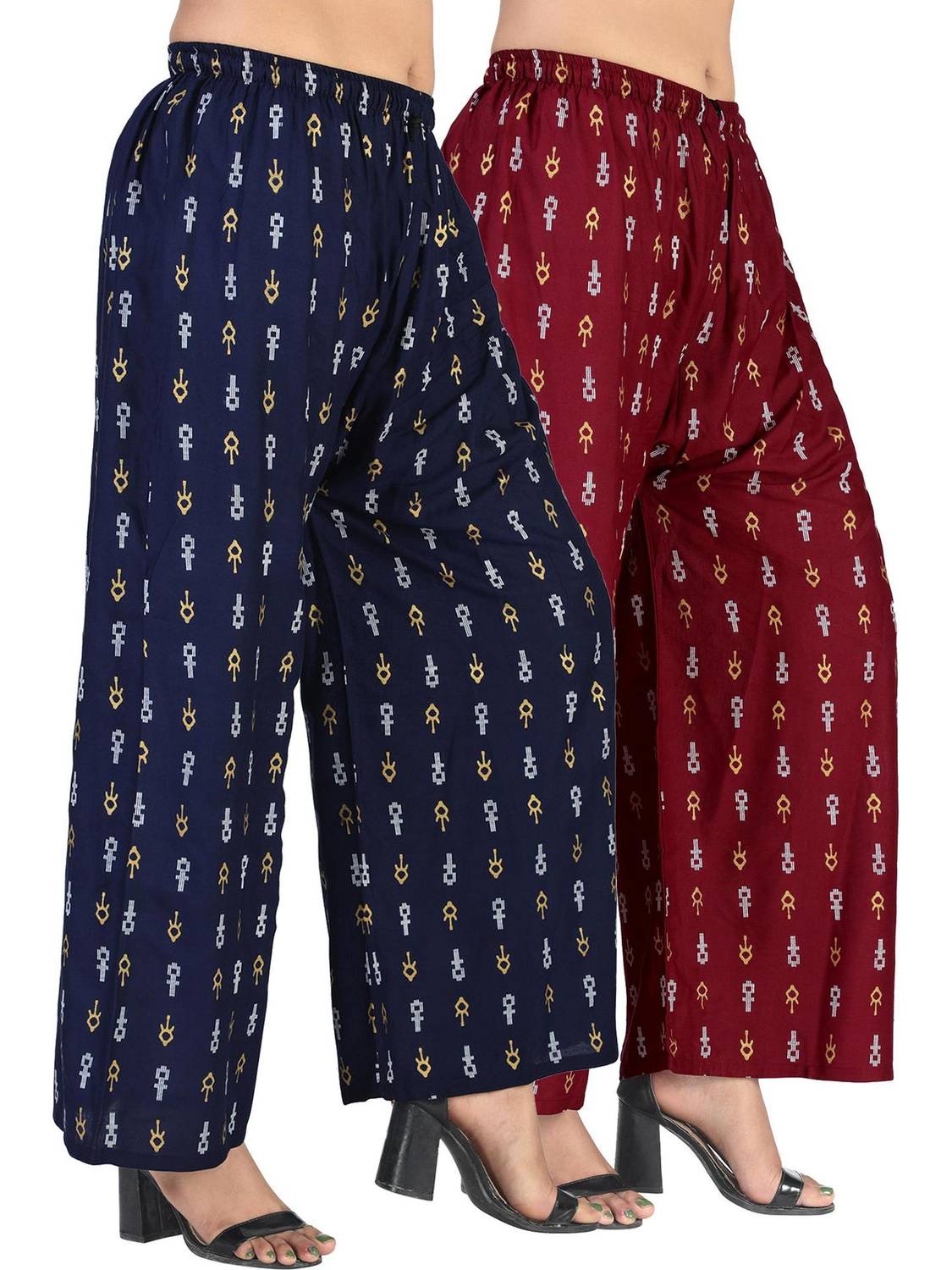 4K FASHION Relaxed Women Maroon, Blue Trousers