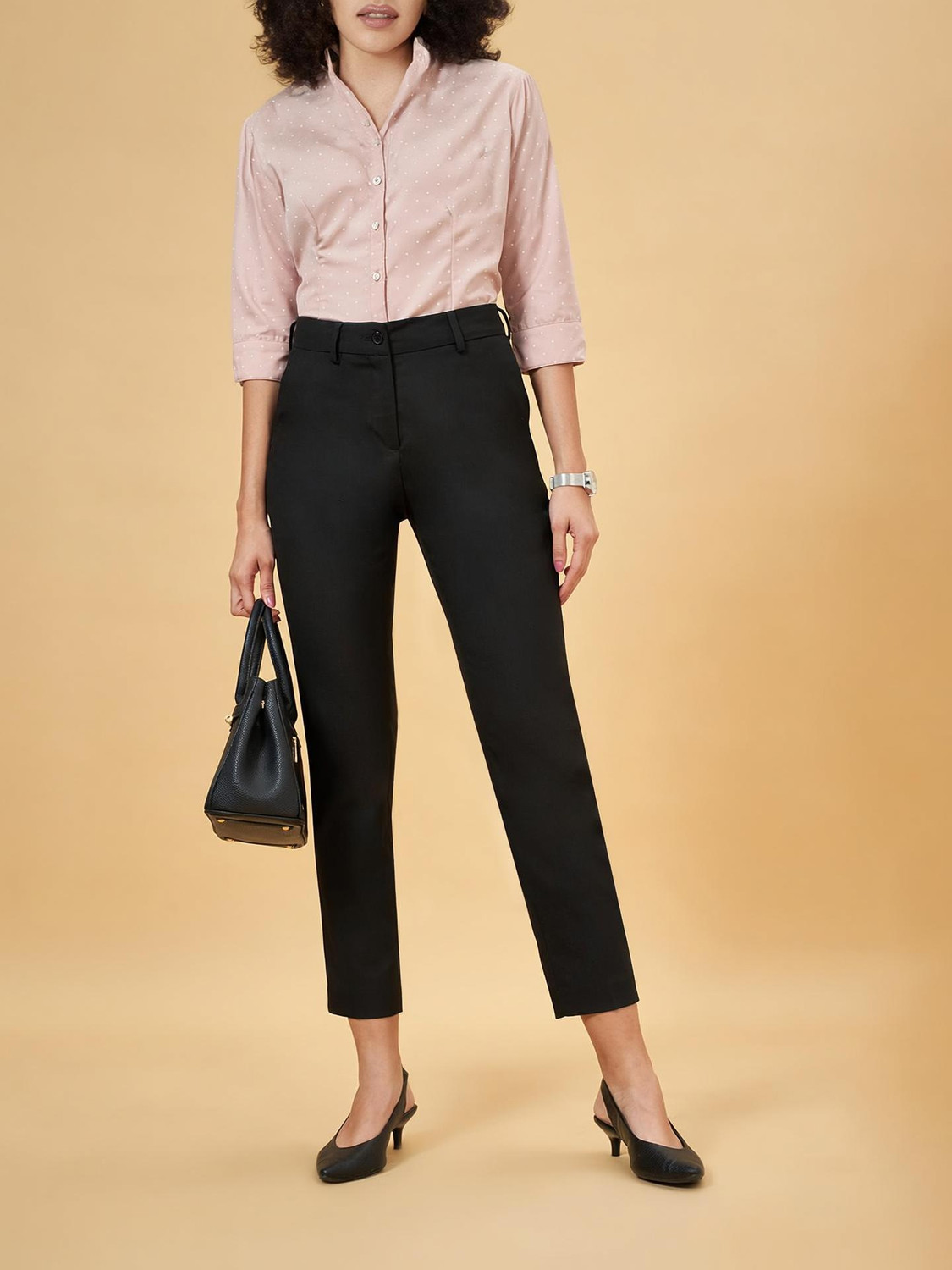 Image of Annabelle by Pantaloons Regular Fit Women Black Trousers
