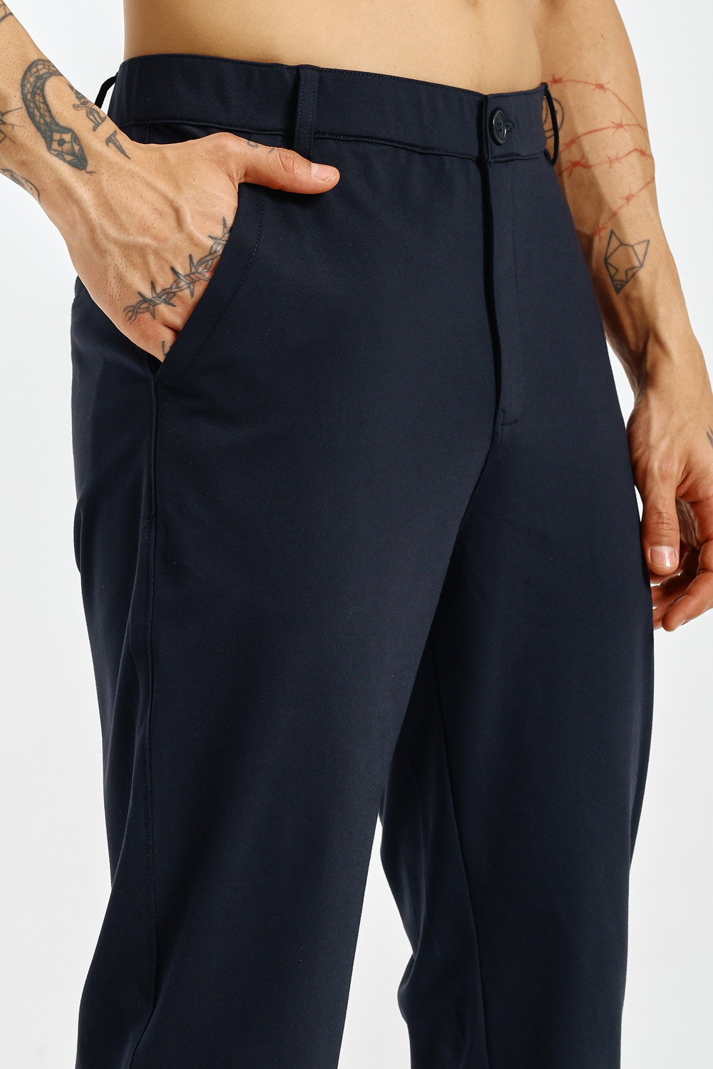 Image of KOR Straight Fit Men Blue Trousers