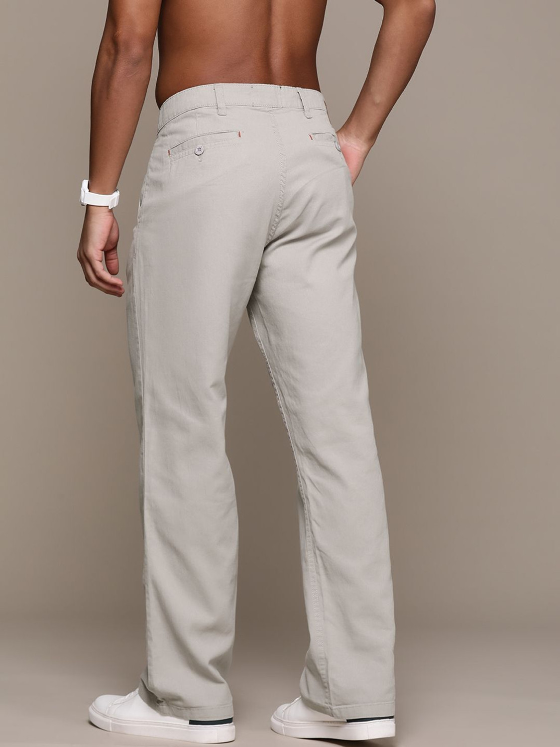 Image of Roadster Regular Fit Men Grey Trousers